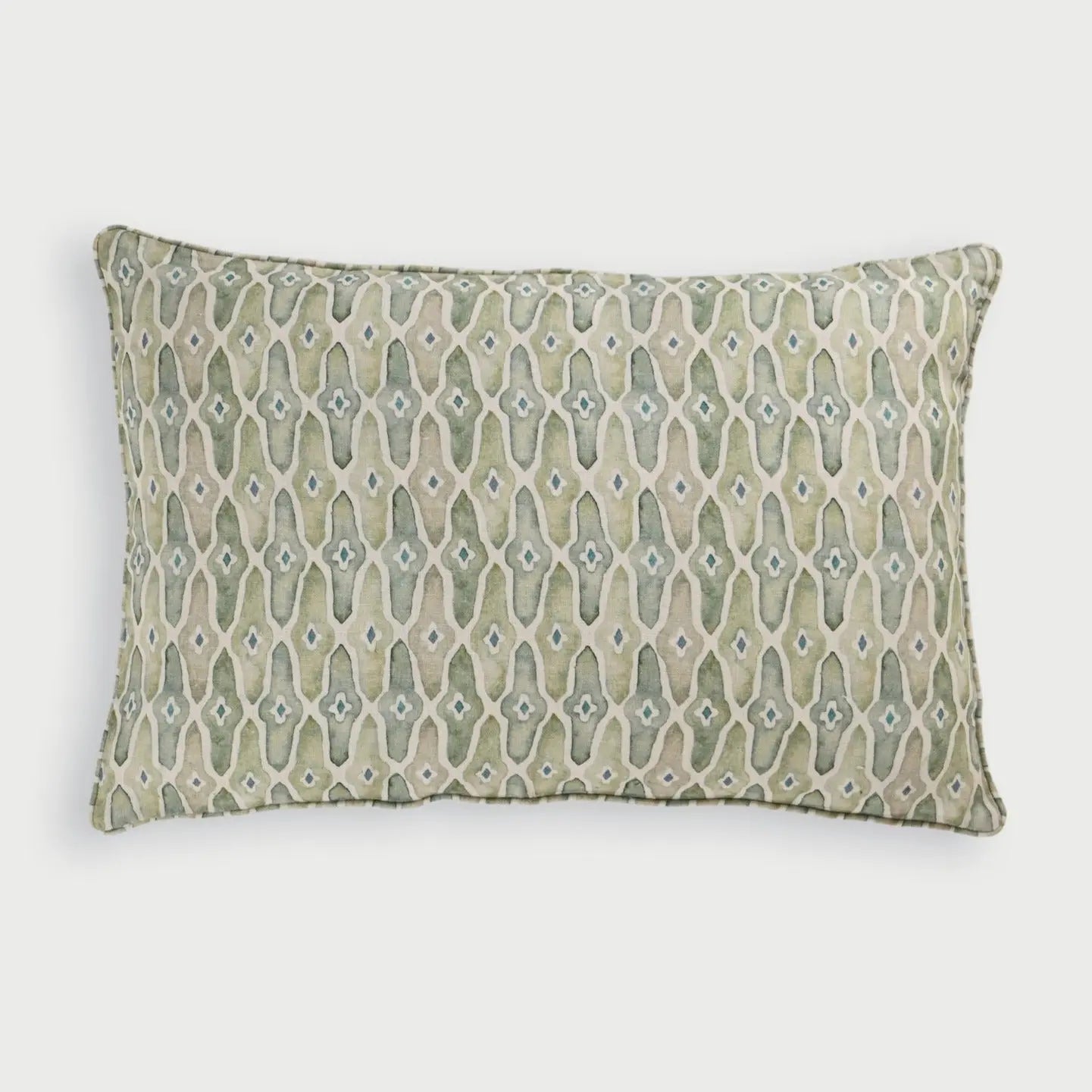 Mosaic Sage Oblong Linen Cushion Cover SanctuaryLiving