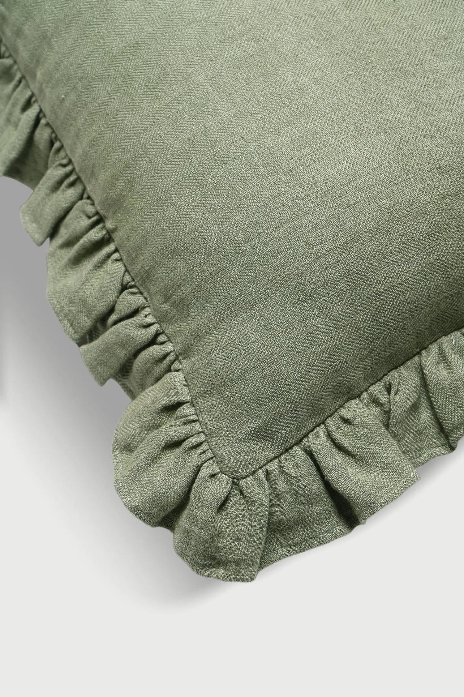 Linen Ruffle Eucalyptus Pillow Cover SanctuaryLiving