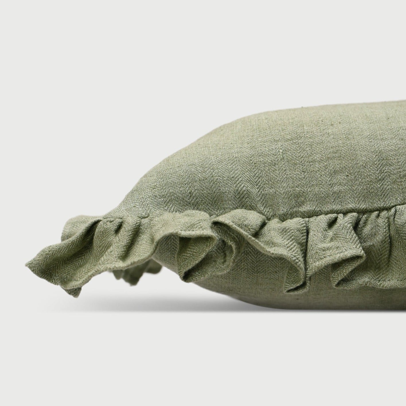 Linen Ruffle Eucalyptus Pillow Cover