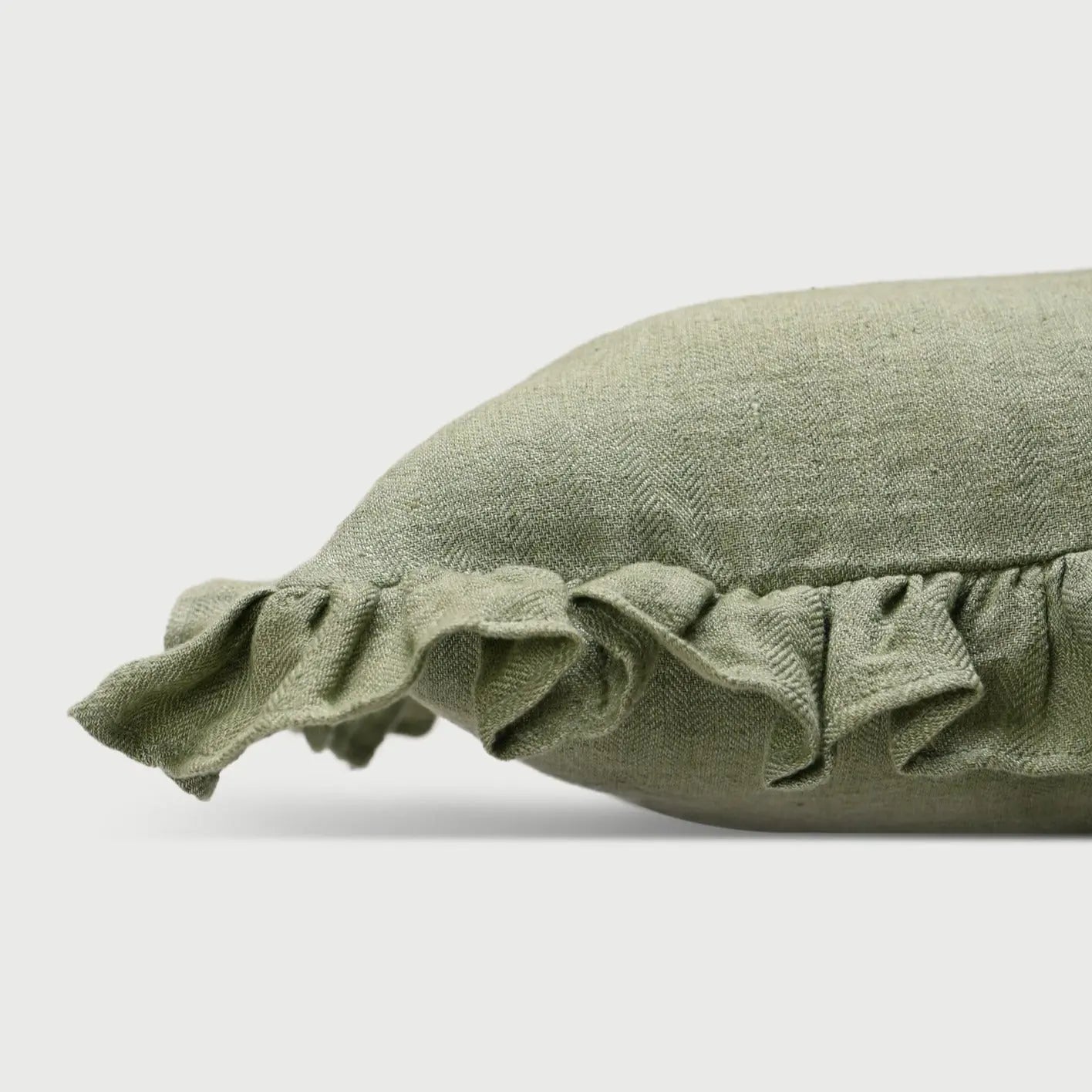 Linen Ruffle Eucalyptus Pillow Cover SanctuaryLiving