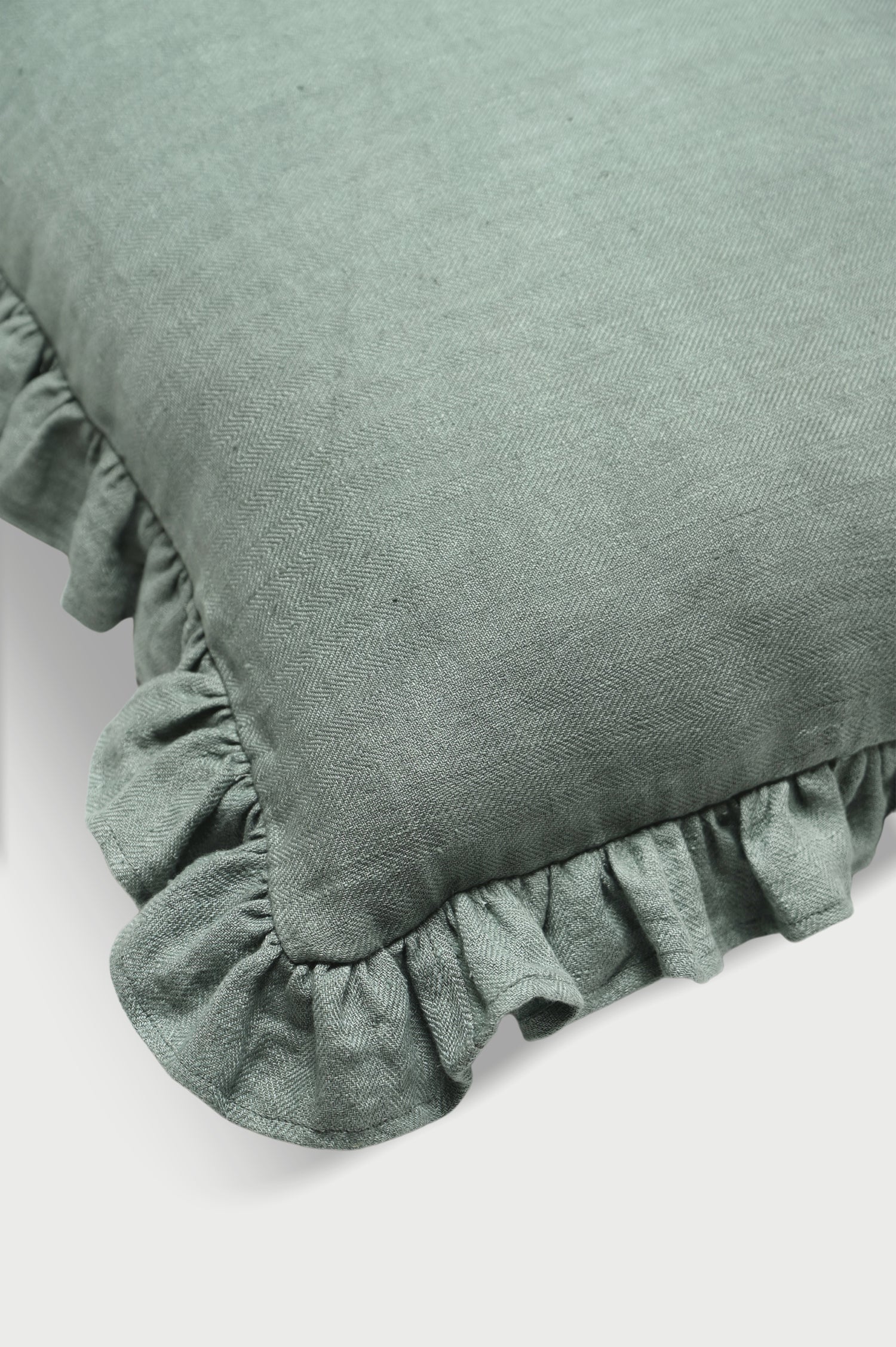 Linen Ruffle Duck Egg Pillow Cover