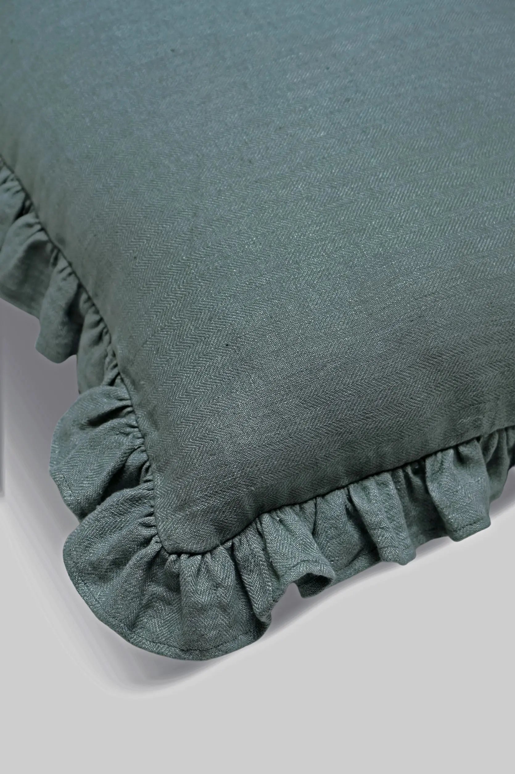 Linen Ruffle Teal Pillow Cover SanctuaryLiving