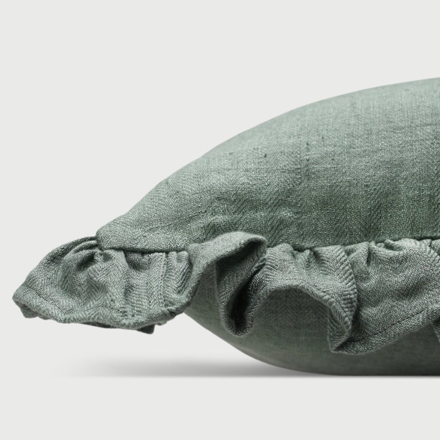 Linen Ruffle Duck Egg Pillow Cover