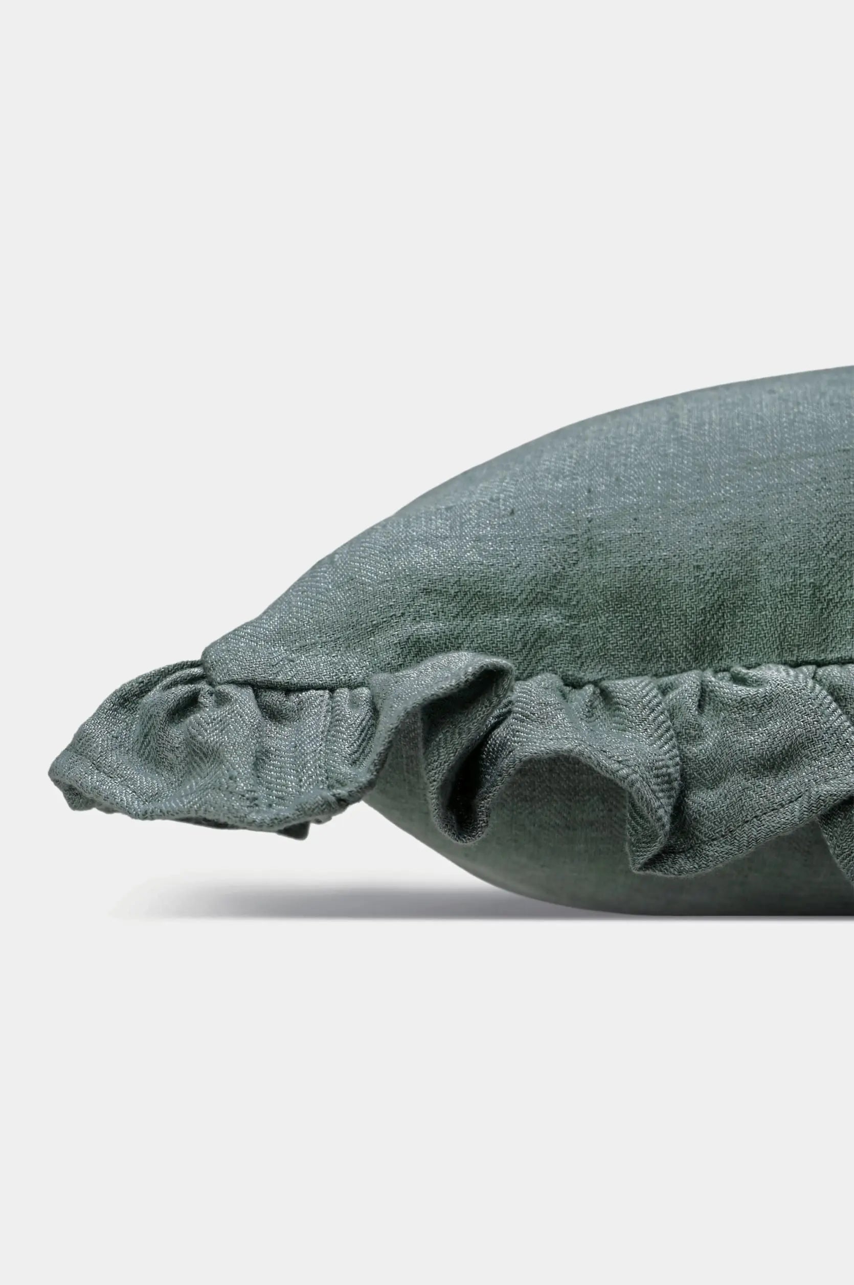 Linen Ruffle Teal Pillow Cover SanctuaryLiving
