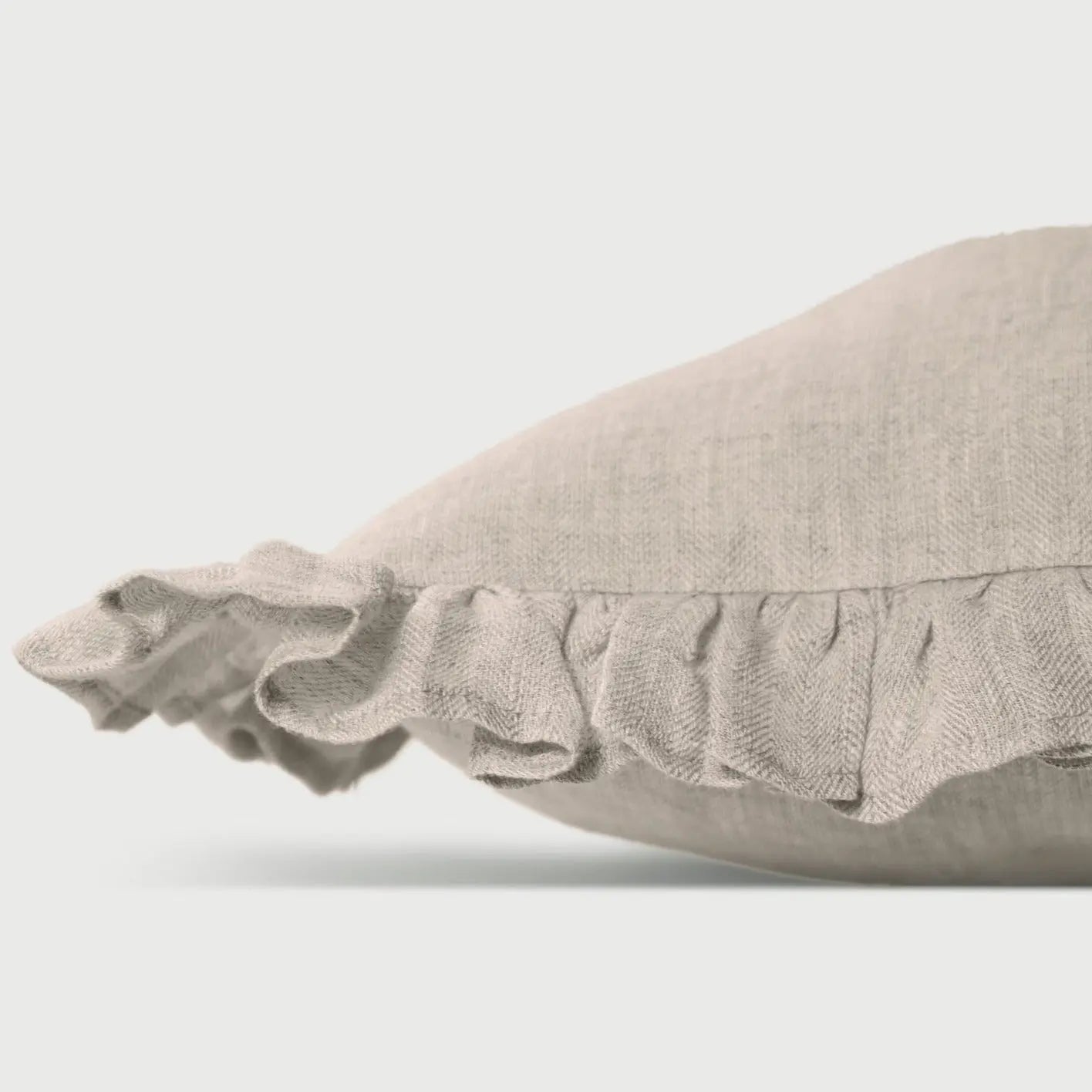 Linen Ruffle Oatmeal Pillow Cover SanctuaryLiving