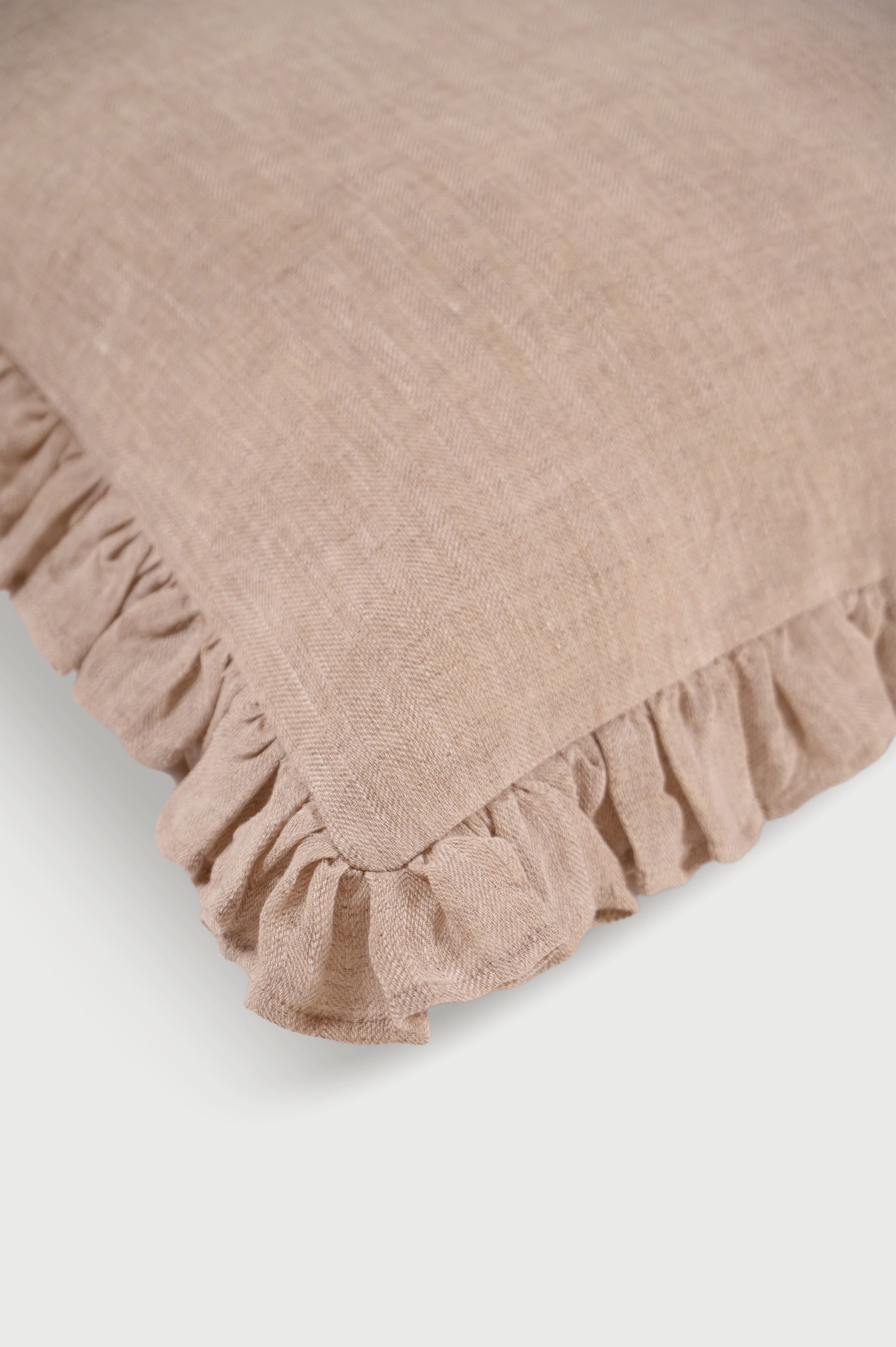 Linen Ruffle Blush Pillow Cover