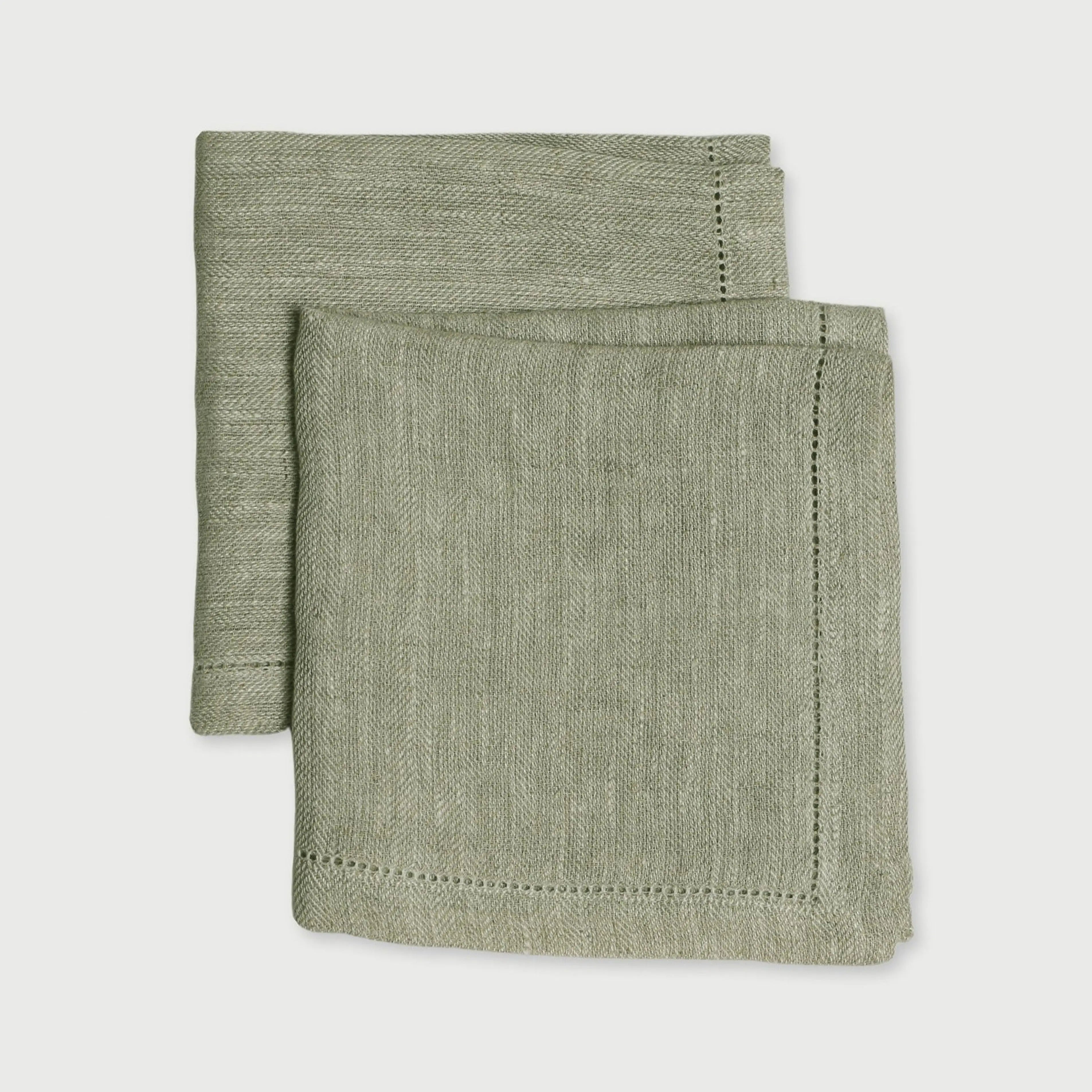 Sage Herringbone Linen Table Napkins-Set of 2 SanctuaryLiving