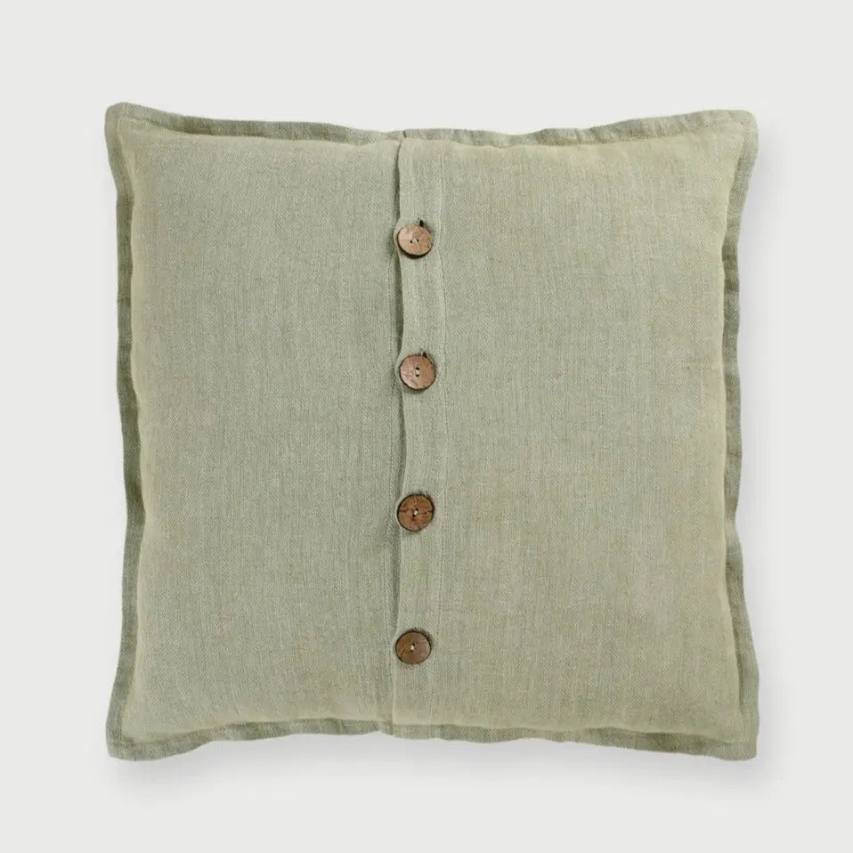 Sage Herringbone Linen Cushion Cover SanctuaryLiving