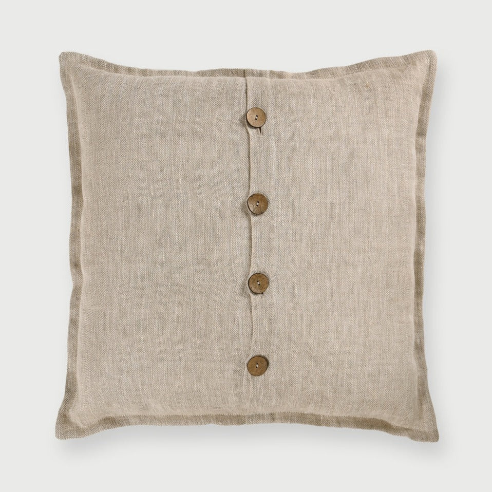 Oatmeal Herringbone Linen Cushion Cover