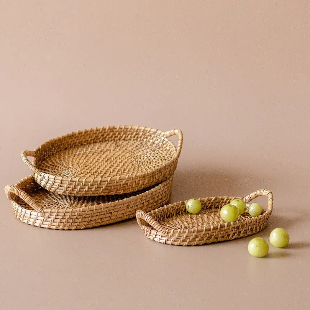 Cane Oval Tray with Handles Kolus Home