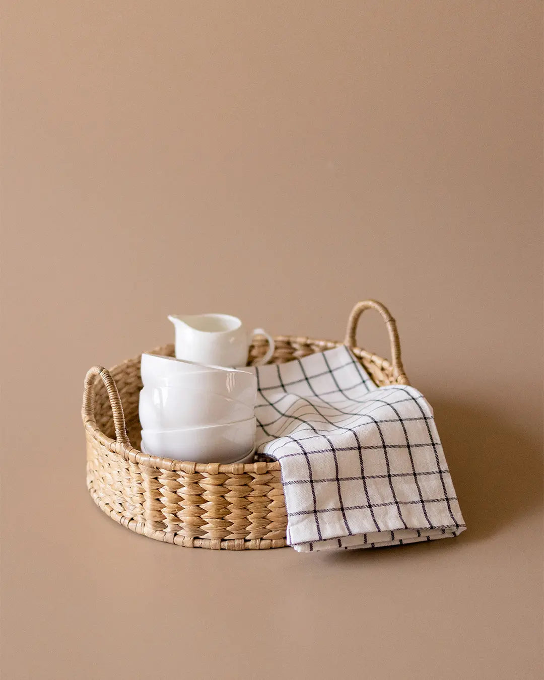 Round Wicker Tray with Handles Kolus Home