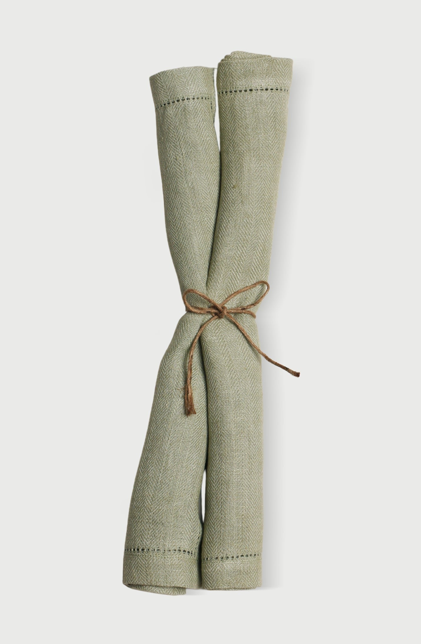 Linen Herringbone Sage Table Napkins | Set of 2