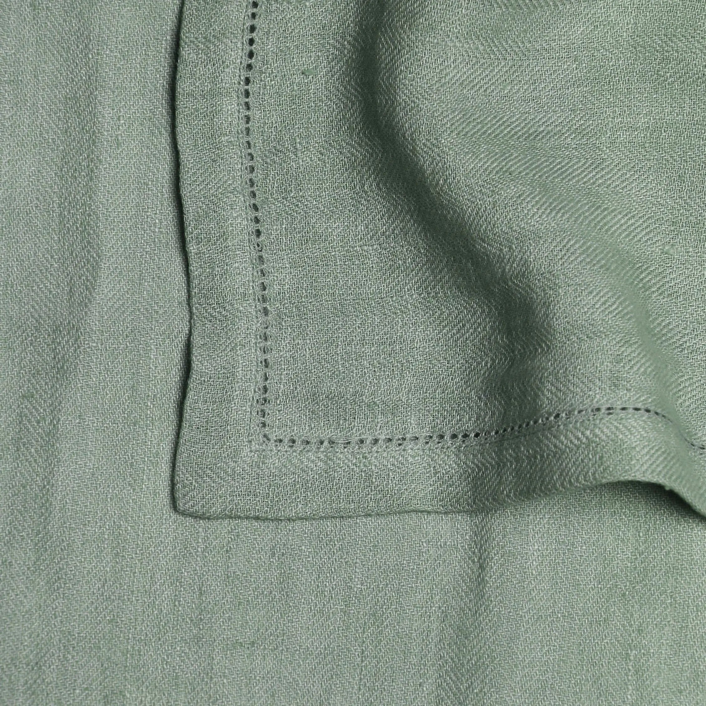 Duck Egg Herringbone Linen Table Runner SanctuaryLiving