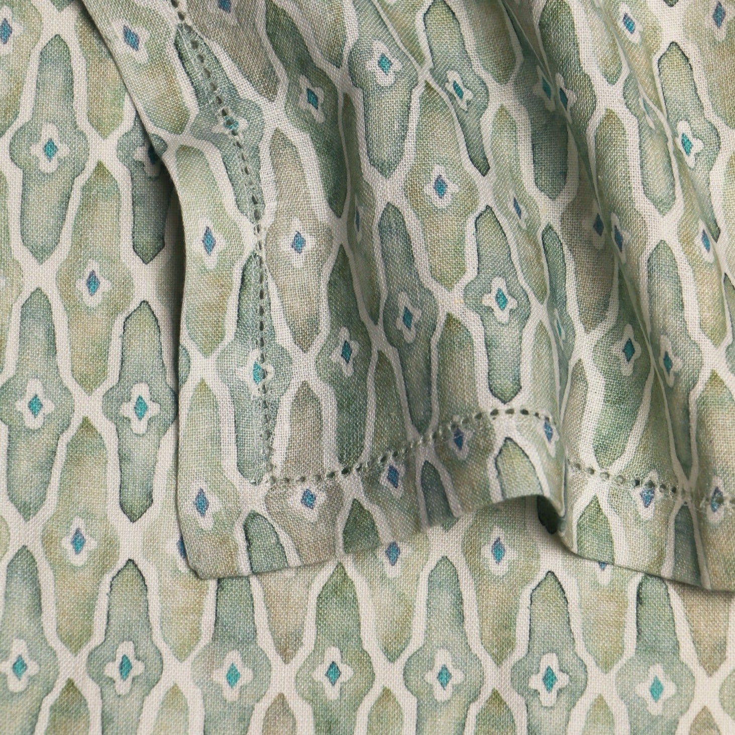 Mosaic Sage Linen Table Napkins | Set of 2