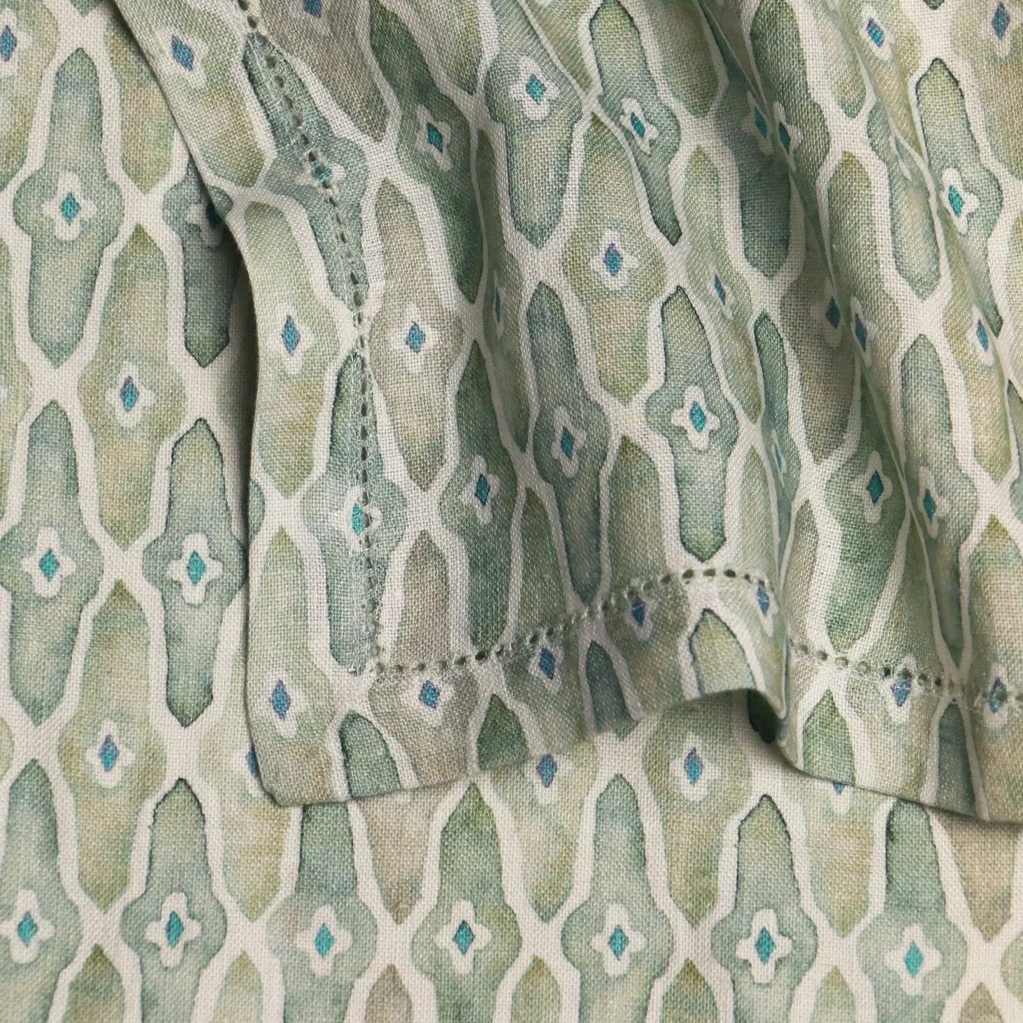 Mosaic Sage Linen Table Napkins-Set of 2 SanctuaryLiving