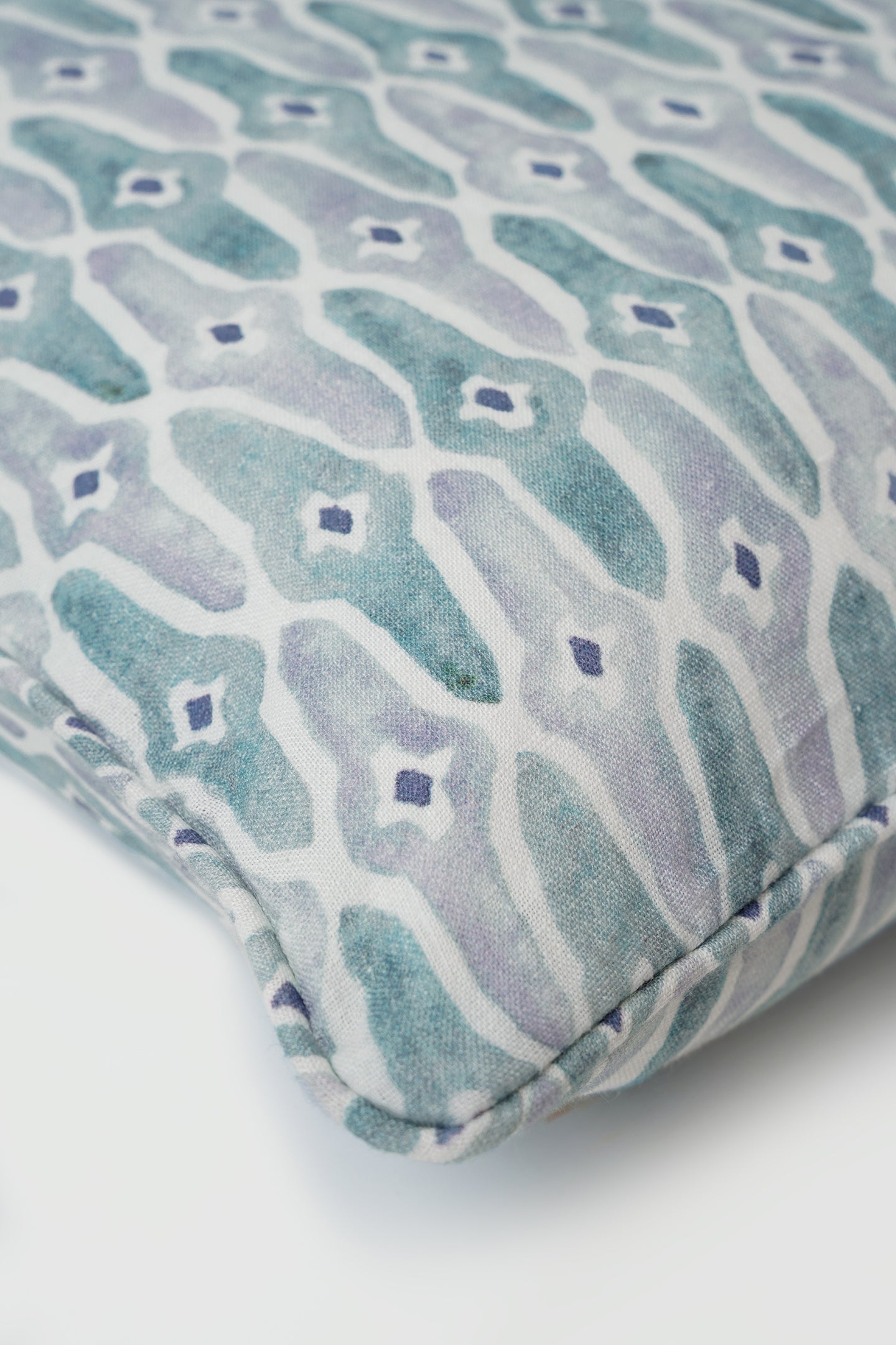 Mosaic Blue Linen Cushion Cover