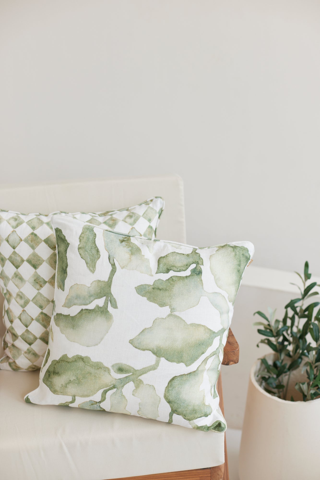 Cascade Green Linen Cushion Cover