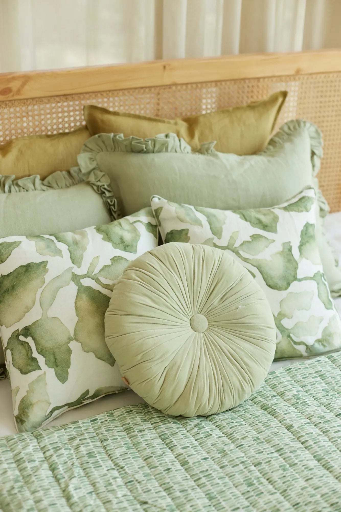 Cascade Green Linen Cushion Cover SanctuaryLiving