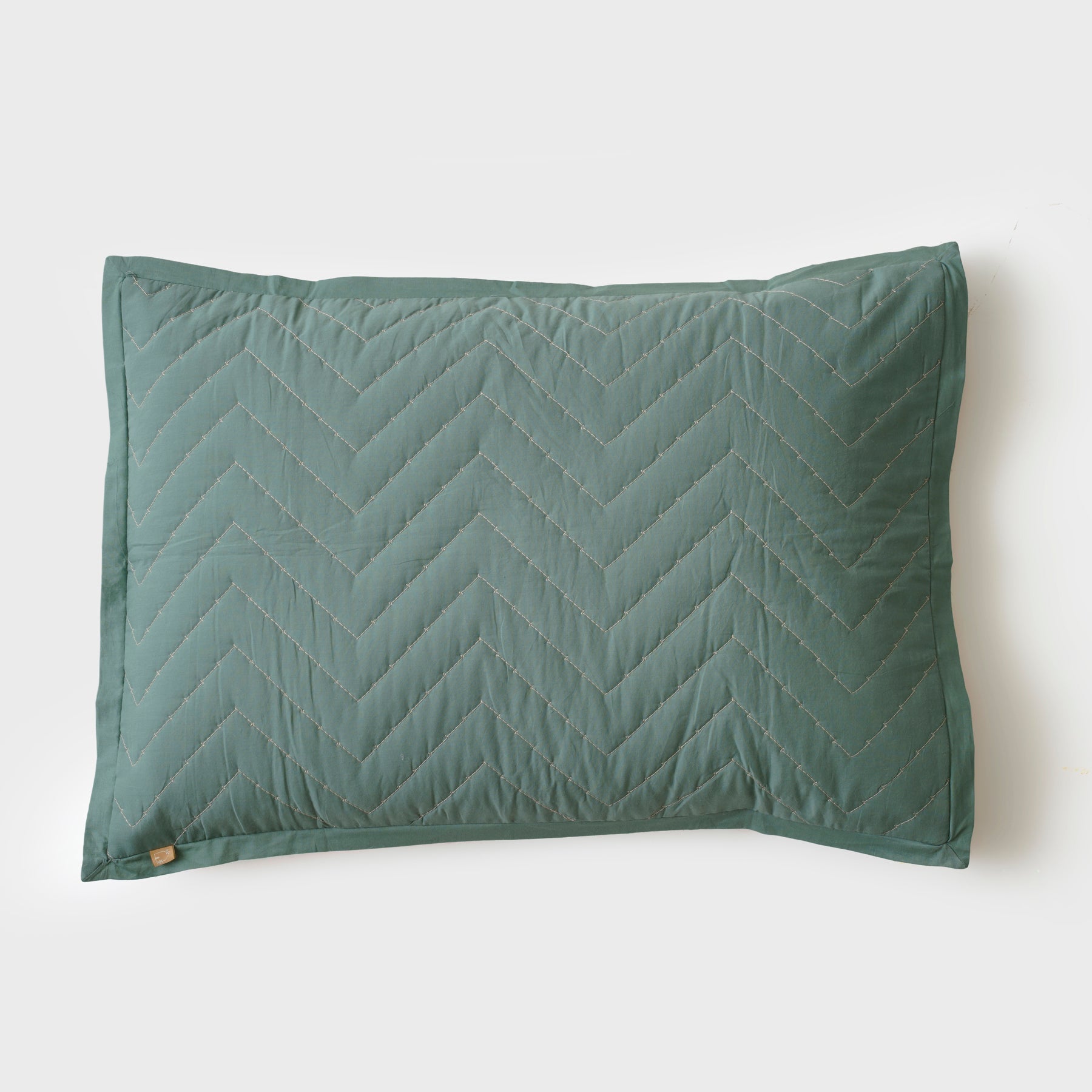 Chevron Green Quilted Cotton Bedding Set