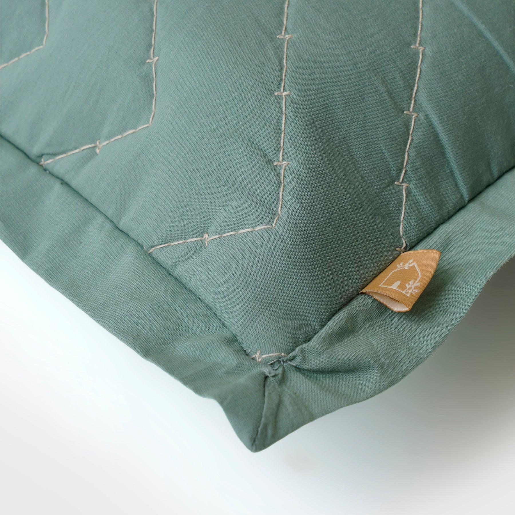 Chevron Green Quilted Cotton Bedding Set