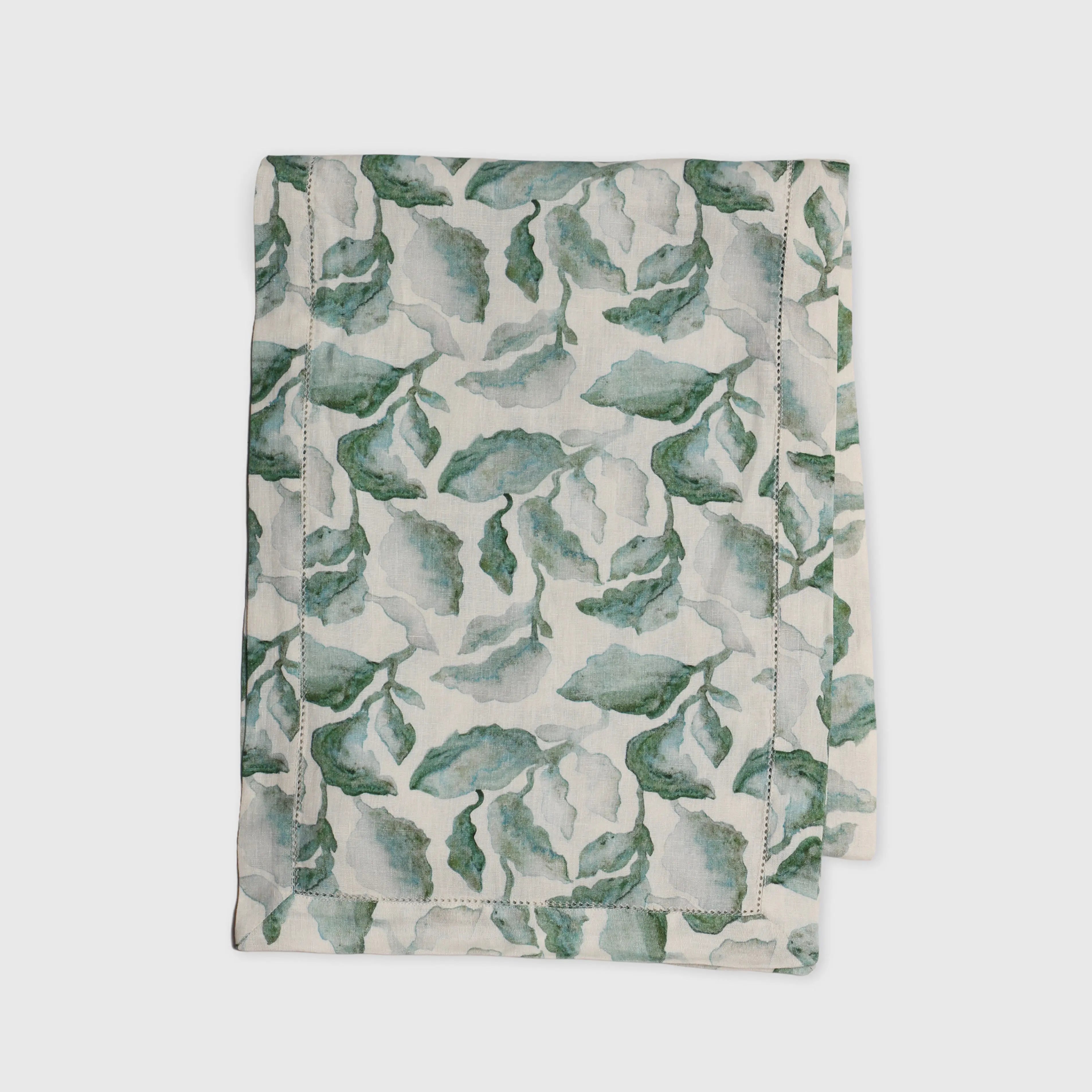 Cascade Teal Linen Table Runner SanctuaryLiving