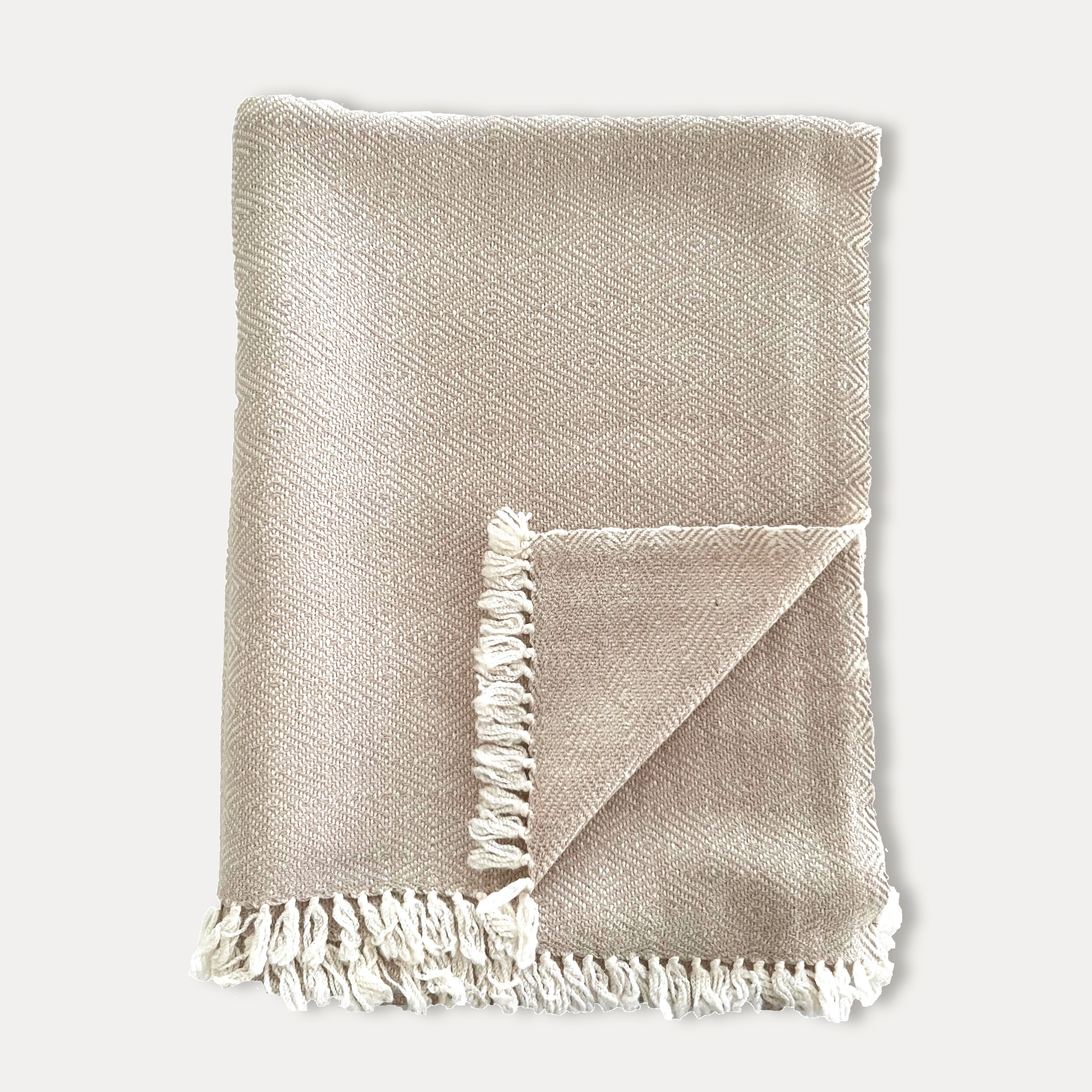 Diamond Beige Marino Wool Throw