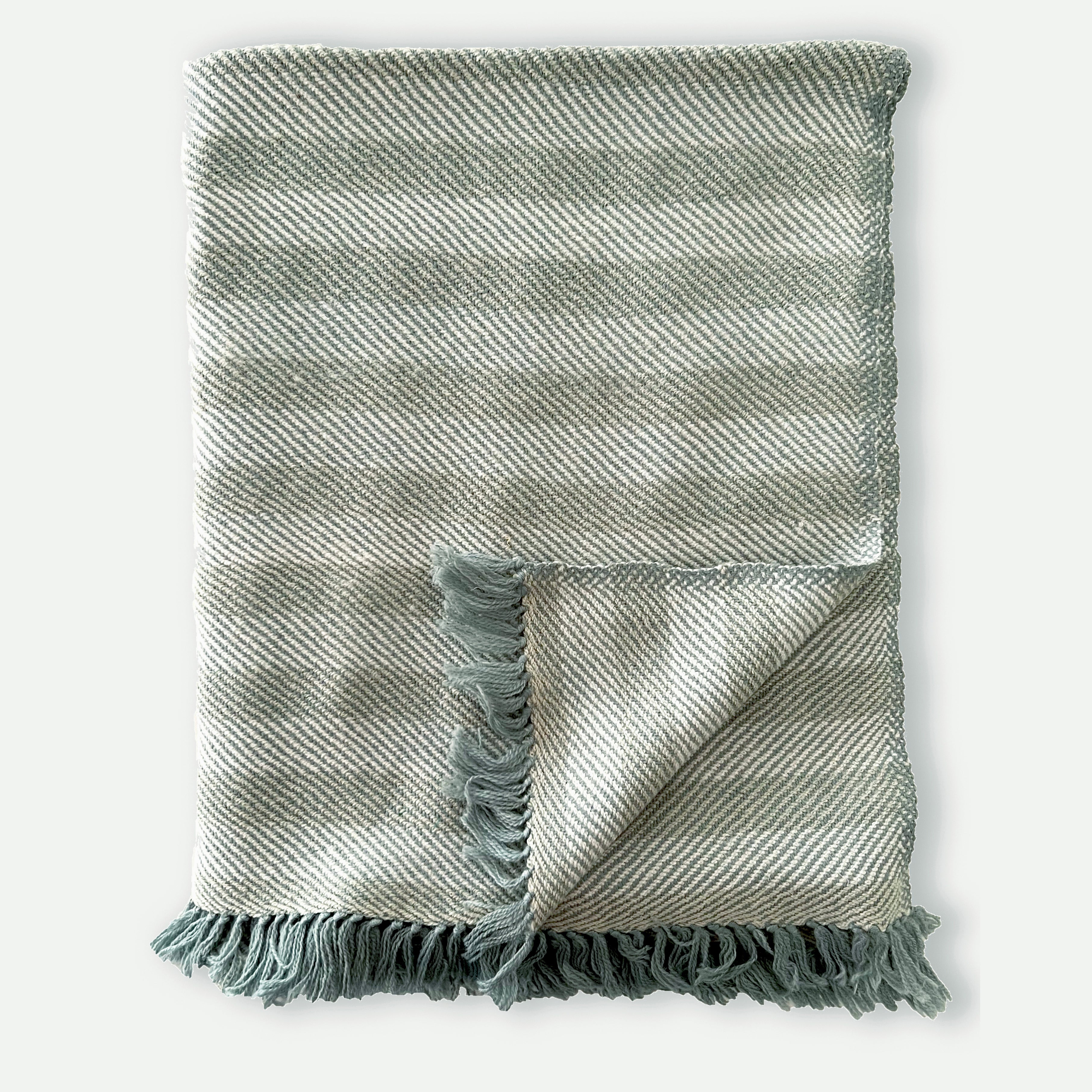 Striped Duck Egg Marino Wool Throw