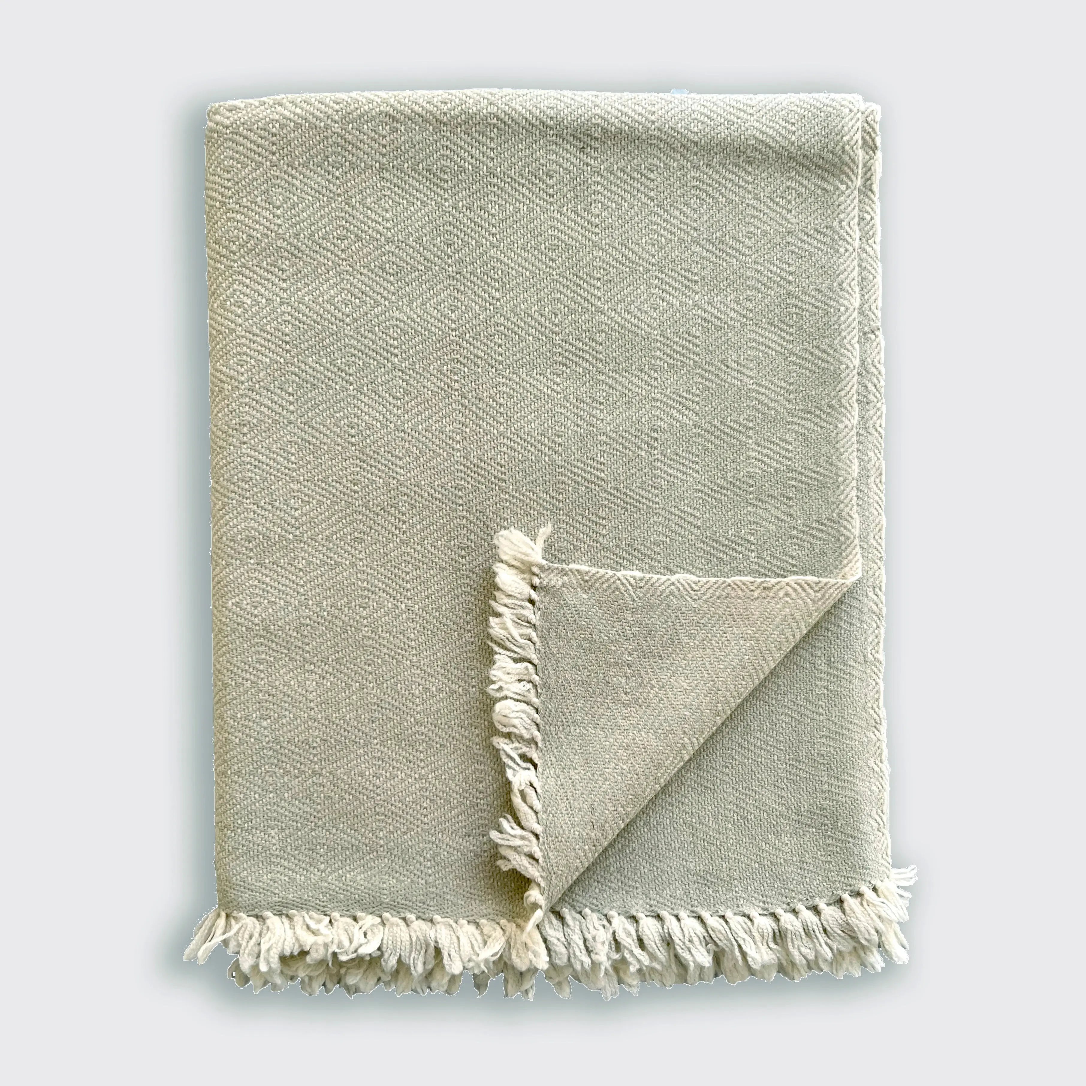 Diamond Sea Foam Marino Wool Throw SanctuaryLiving