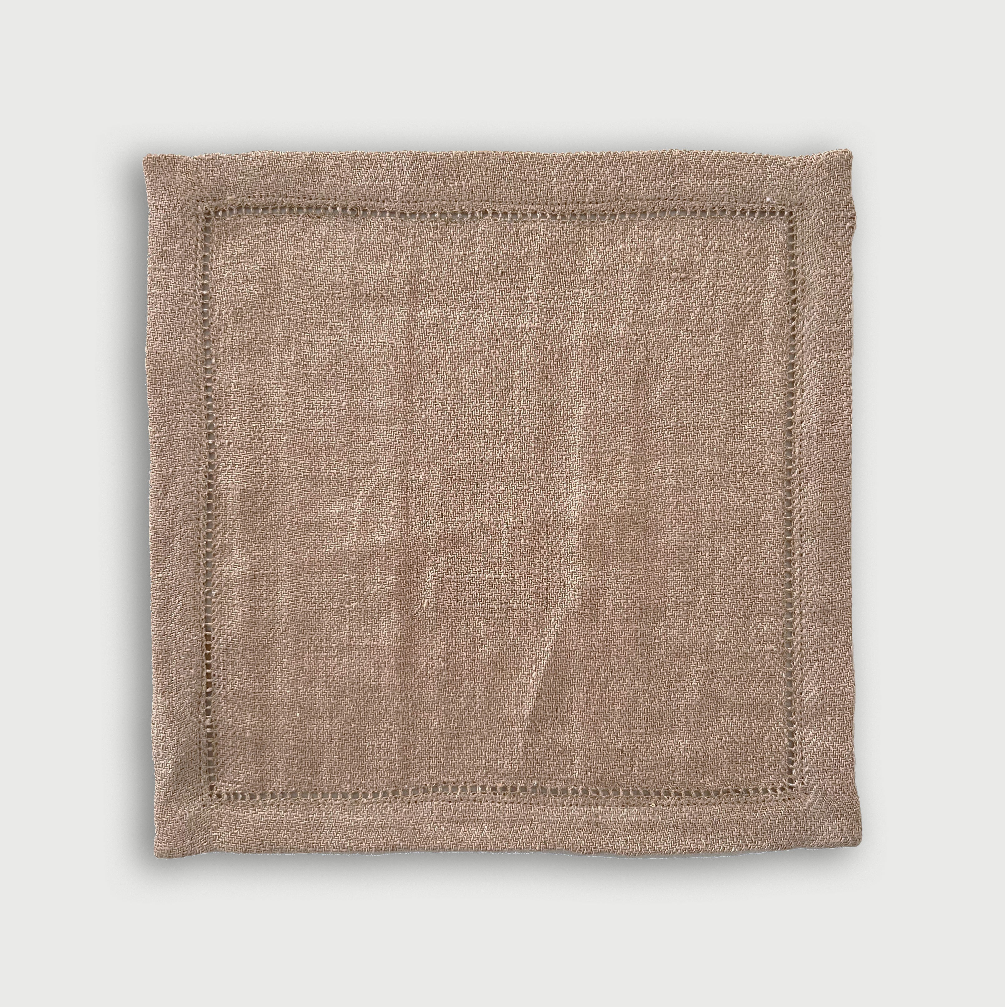 Linen Herringbone Blush Cocktail Napkins-Set of 4