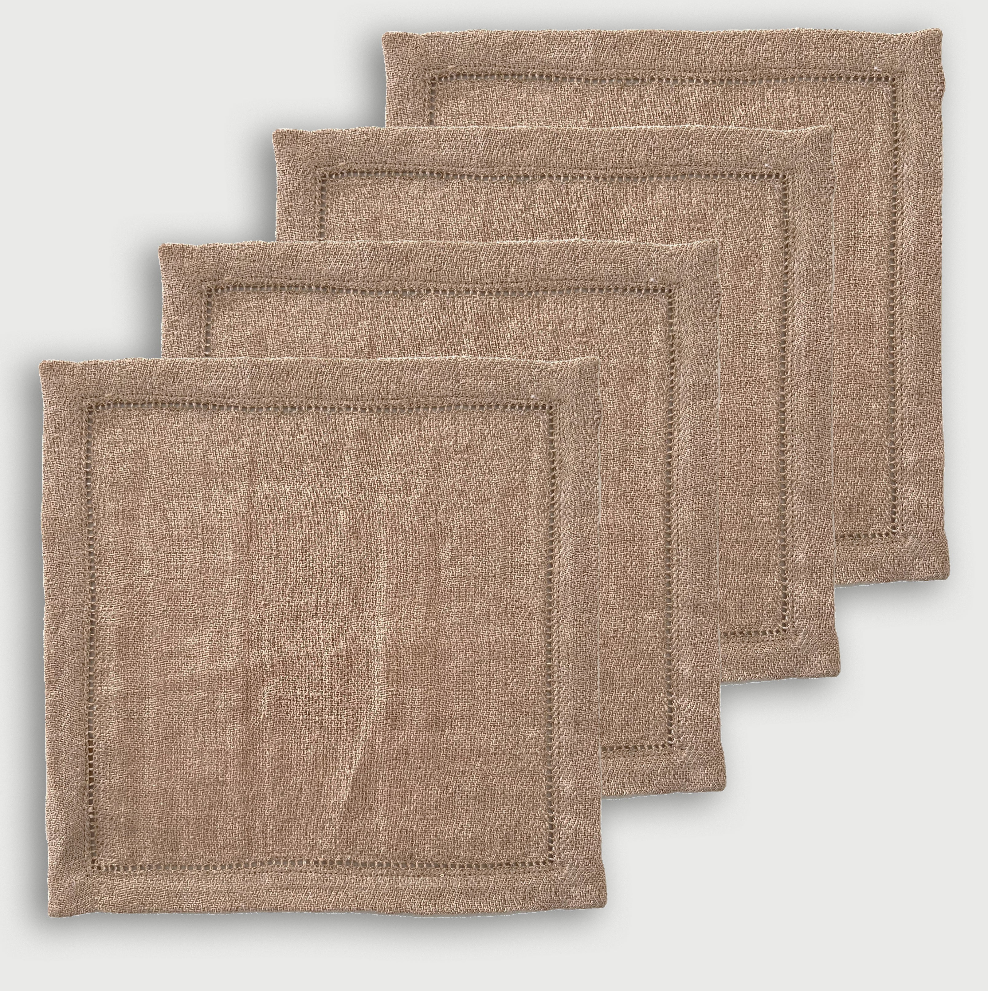 Linen Herringbone Blush Cocktail Napkins-Set of 4