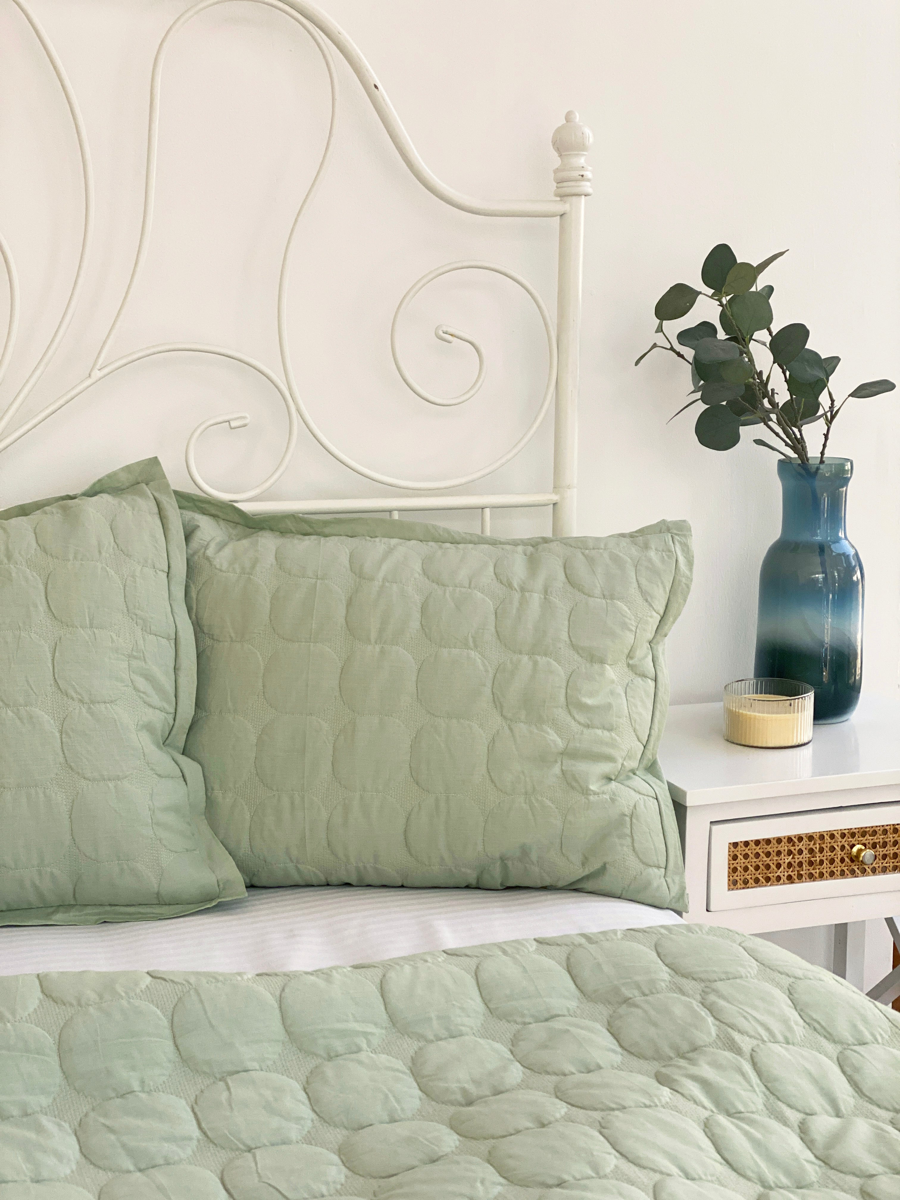 Zen Sage Cotton Quilted Bedding Set