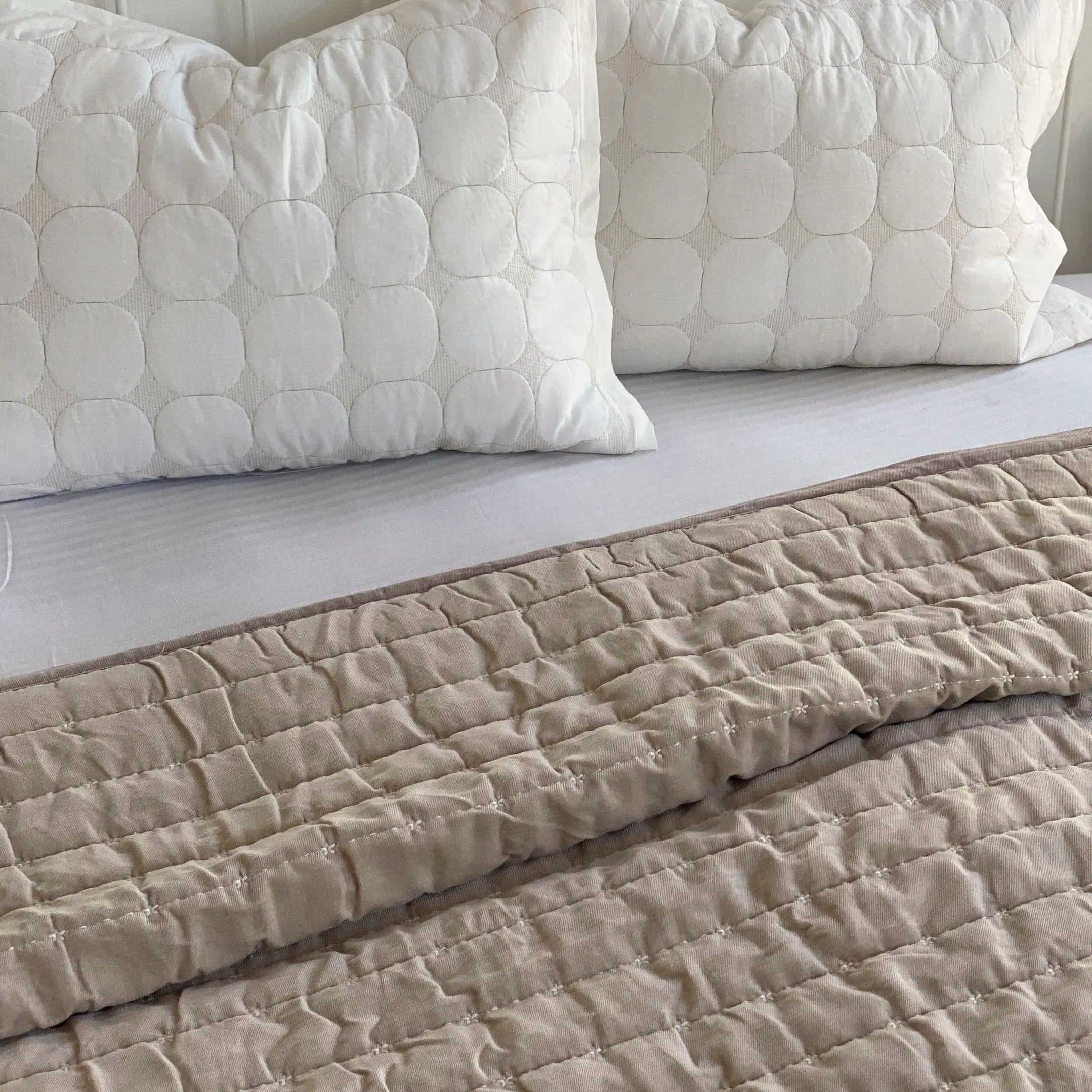 Sitara Oatmeal Velvet Embroidered Quilt SanctuaryLiving