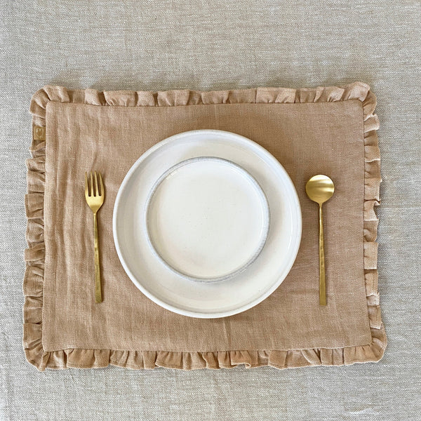 Herringbone Ruffle Blush Table Mats | Set of 2