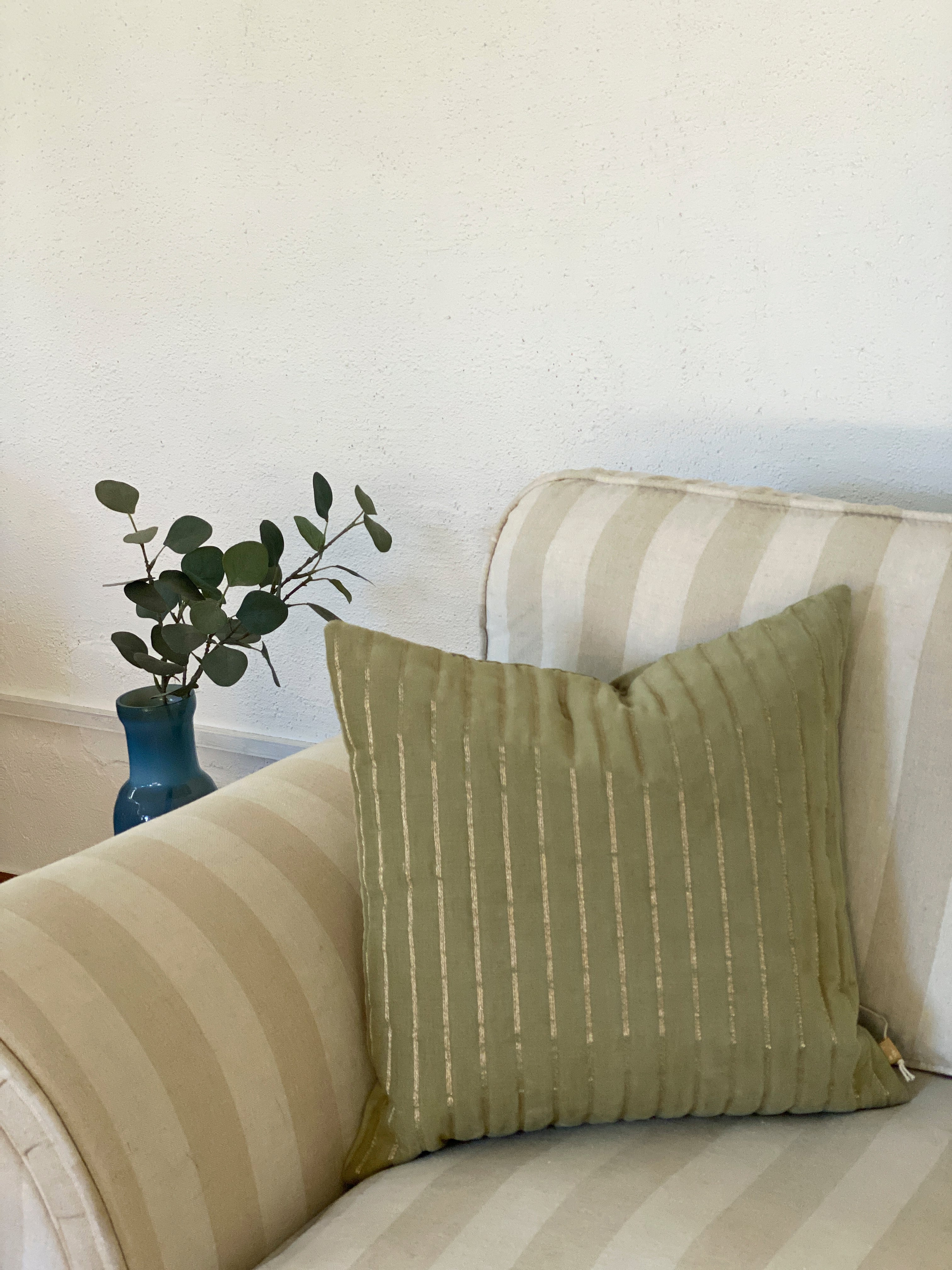 Eden Striped Fern Velvet Cushion Cover