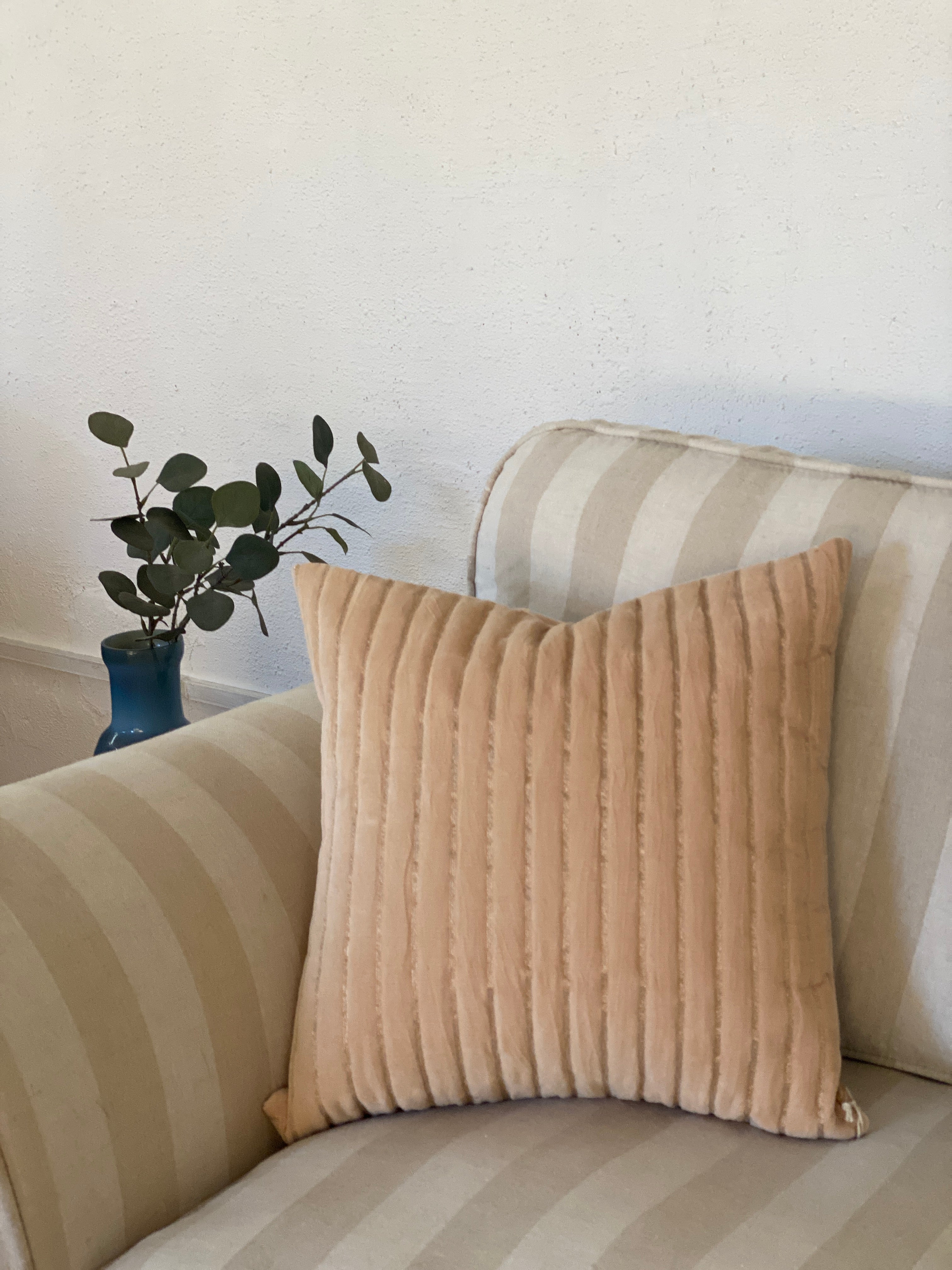 Eden Striped Blush Velvet Cushion Cover