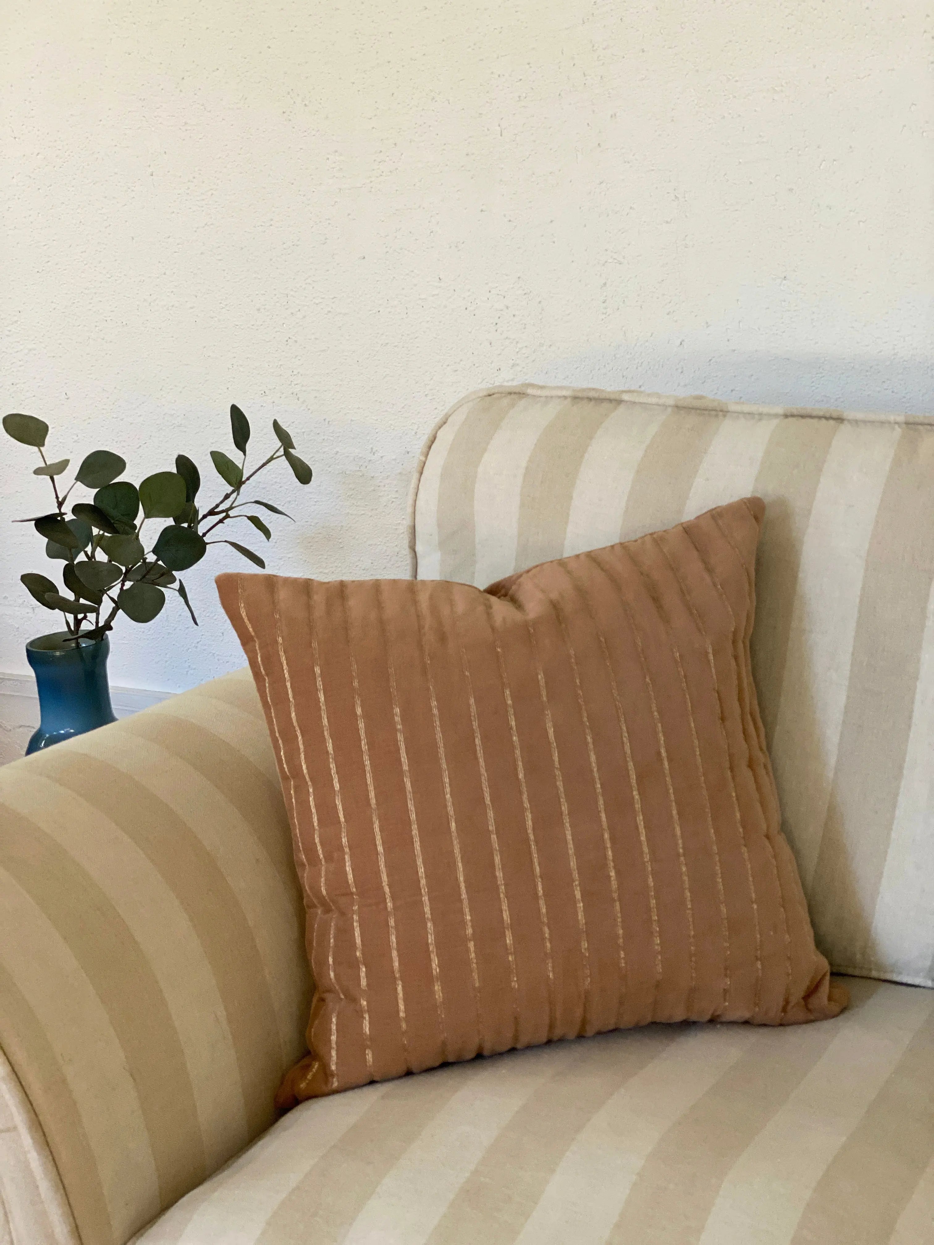 Eden Striped Spice Oblong Velvet Cushion Cover SanctuaryLiving