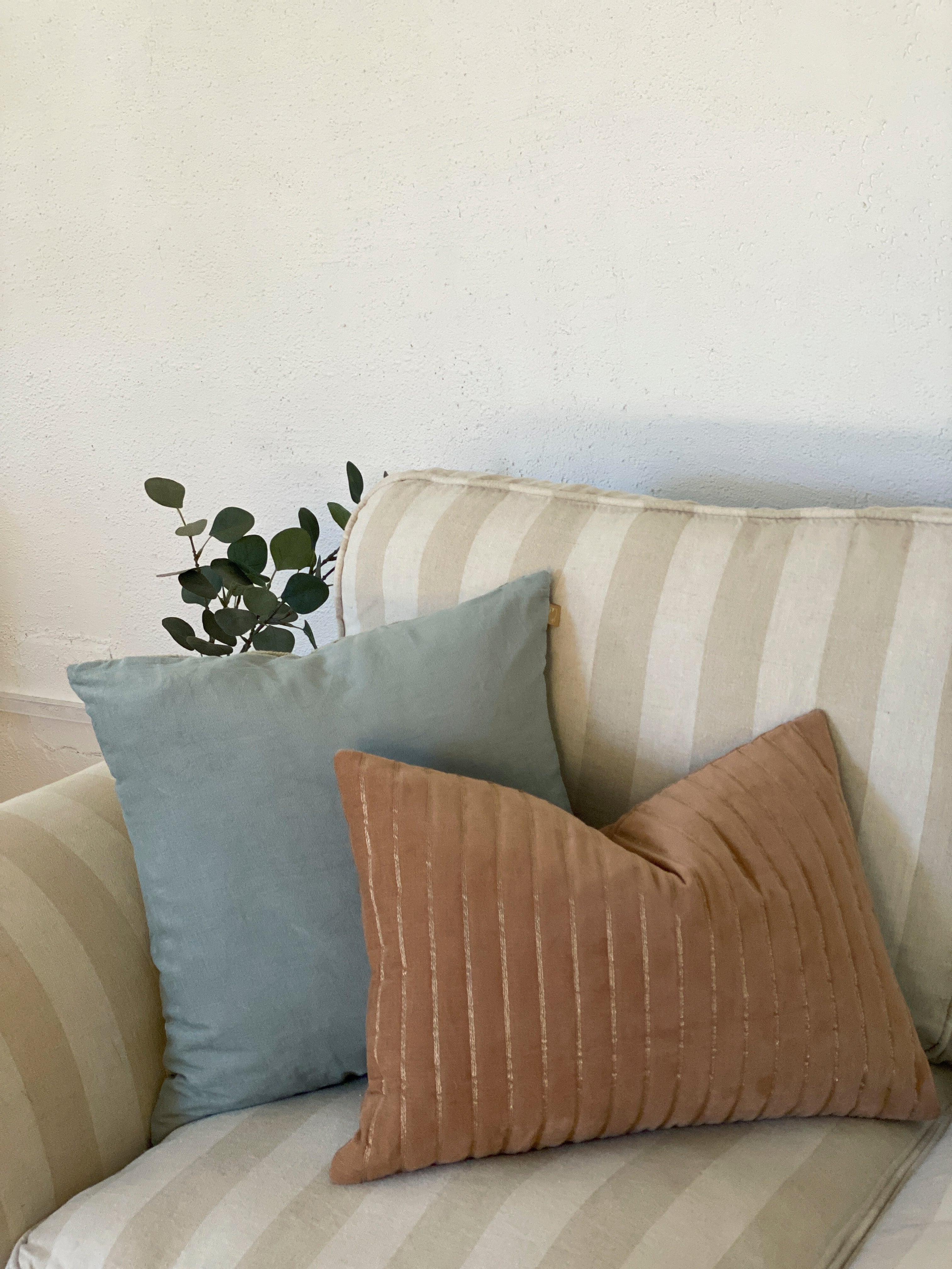 Eden Striped Spice Oblong Velvet Cushion Cover