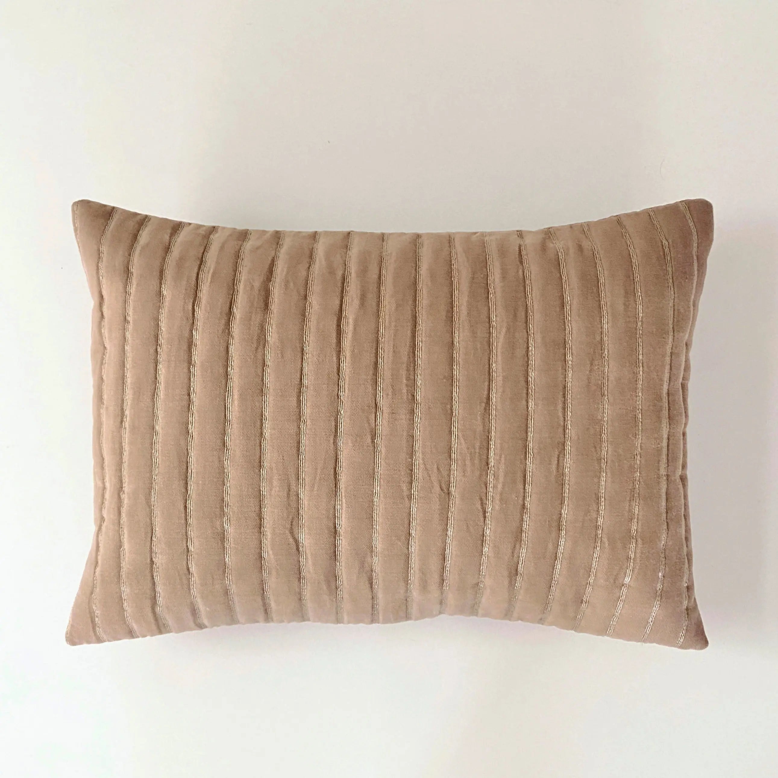 Eden Striped Blush Oblong Velvet Cushion Cover SanctuaryLiving