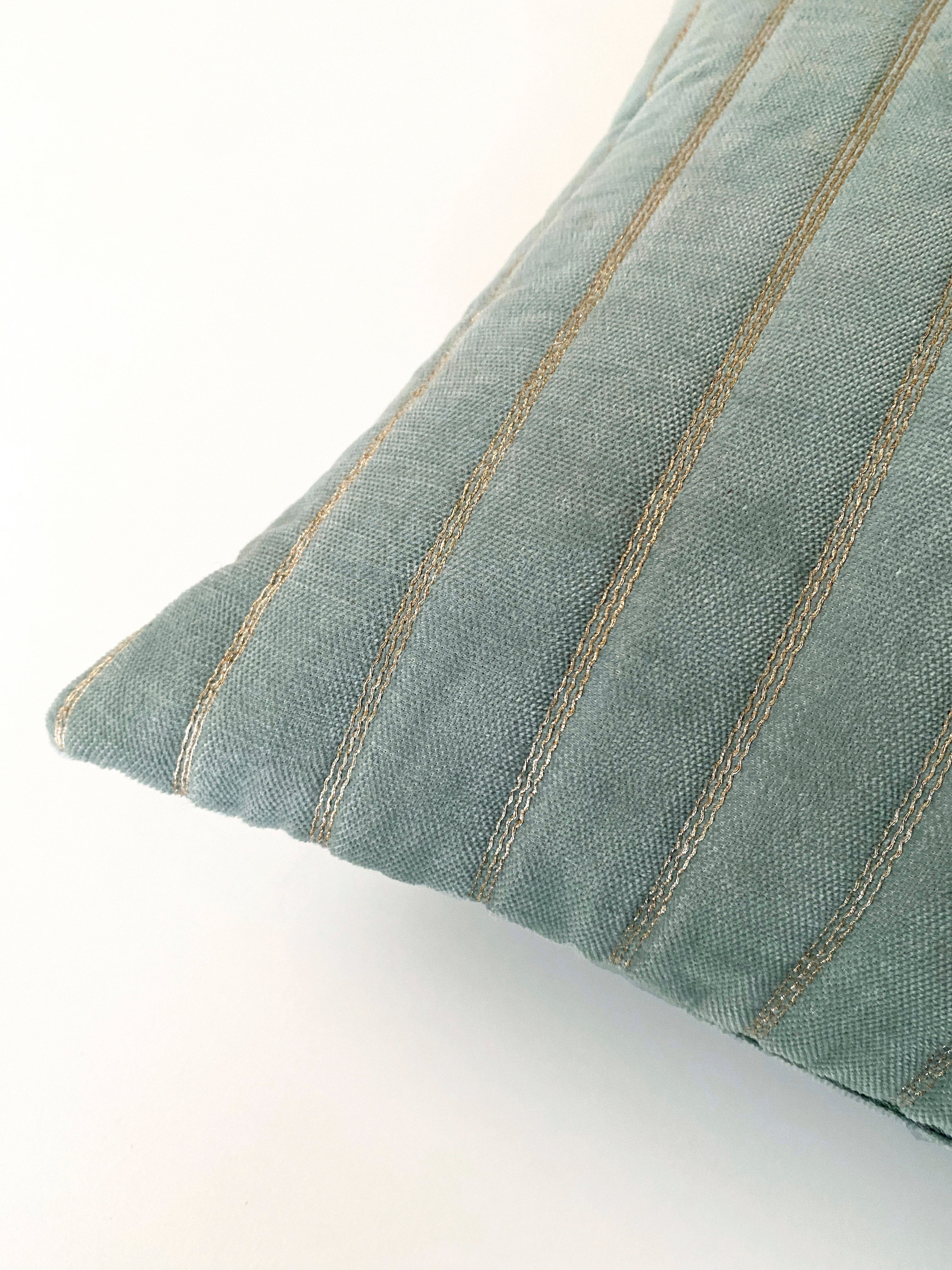 Eden Striped Duck Egg Velvet Cushion Cover