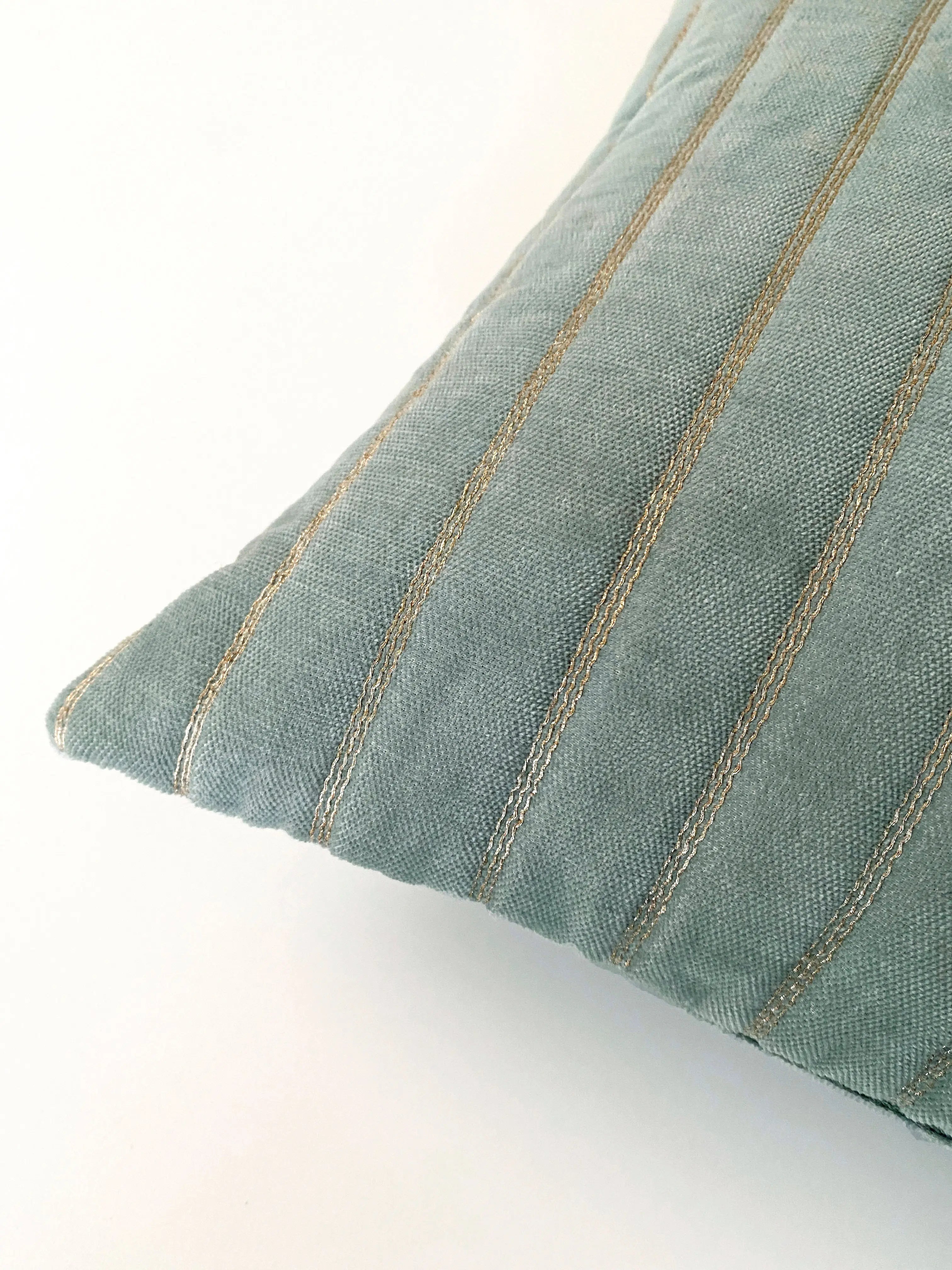 Eden Striped Duck Egg Oblong Velvet Cushion Cover SanctuaryLiving