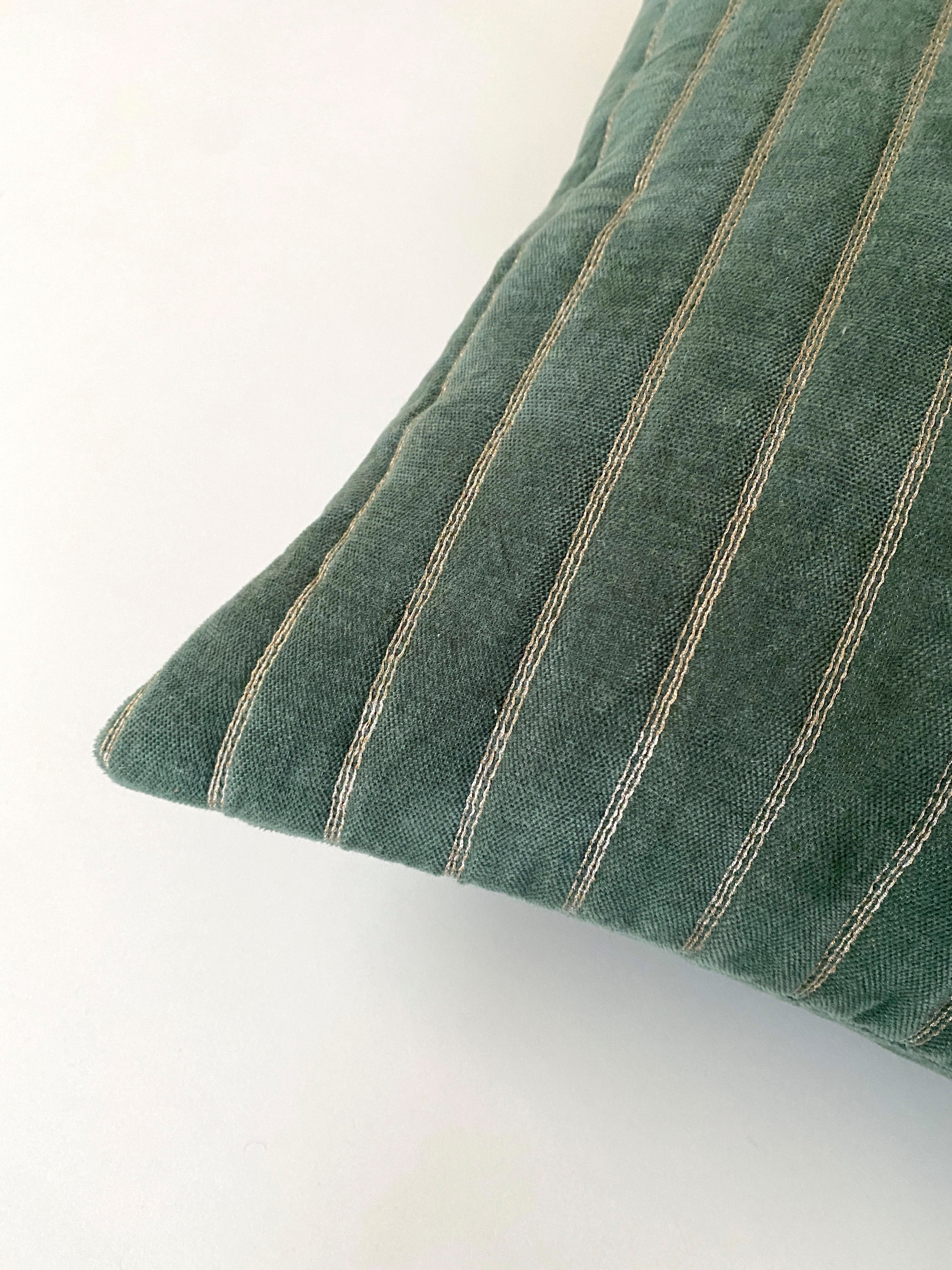 Eden Striped Eucalyptus Velvet Cushion Cover