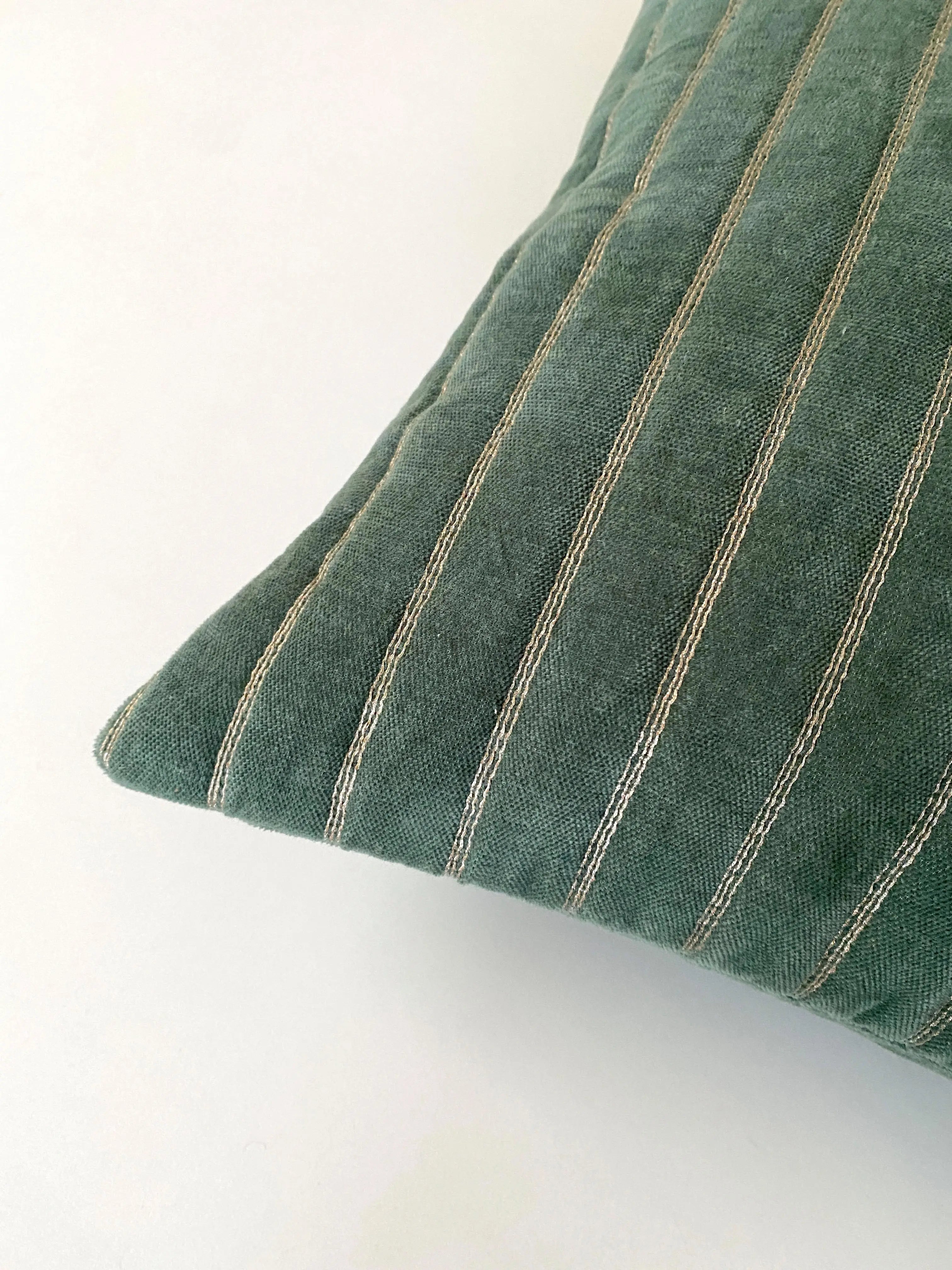 Eden Striped Eucalyptus Oblong Velvet Cushion Cover SanctuaryLiving