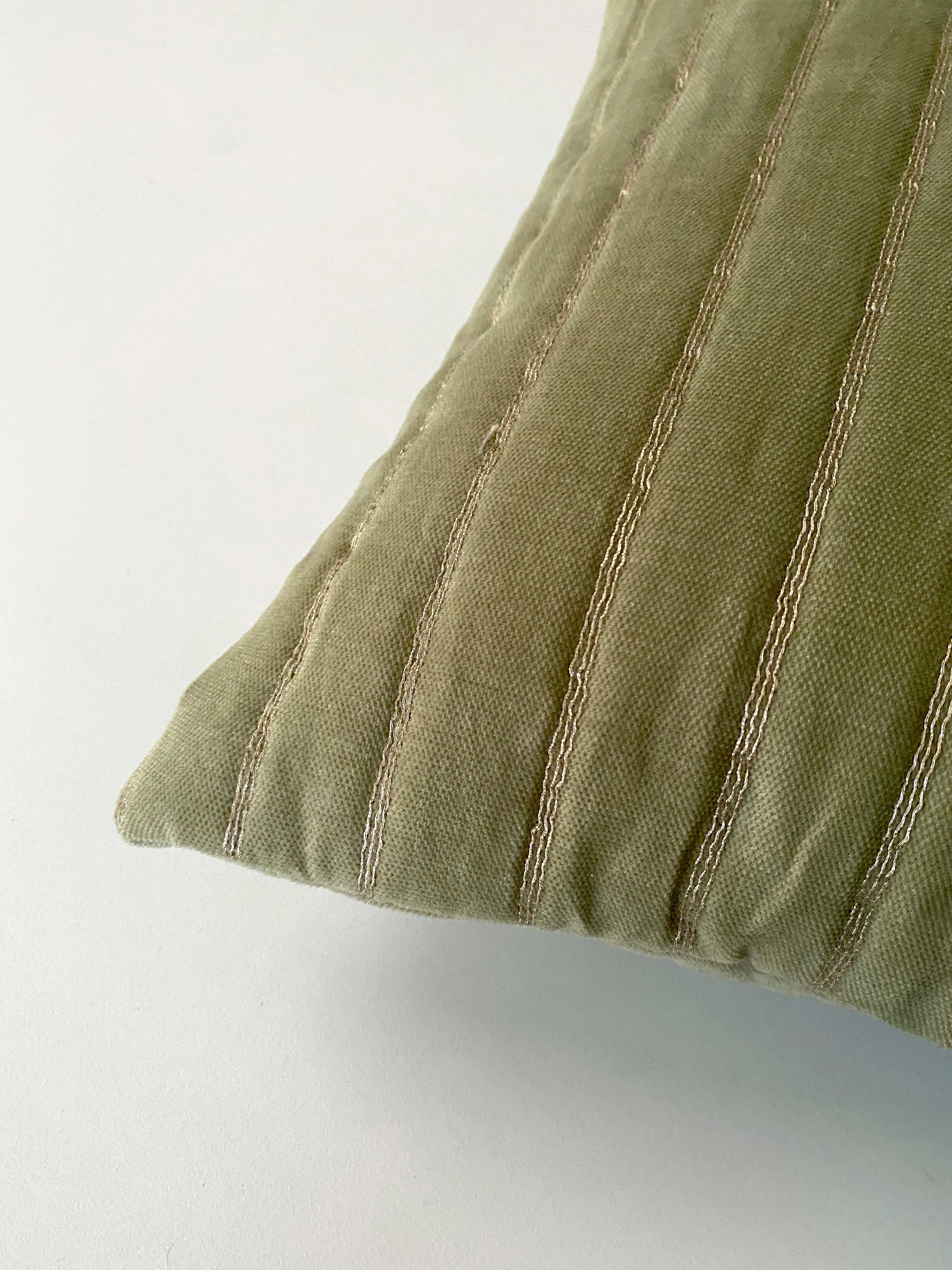 Eden Striped Fern Velvet Cushion Cover
