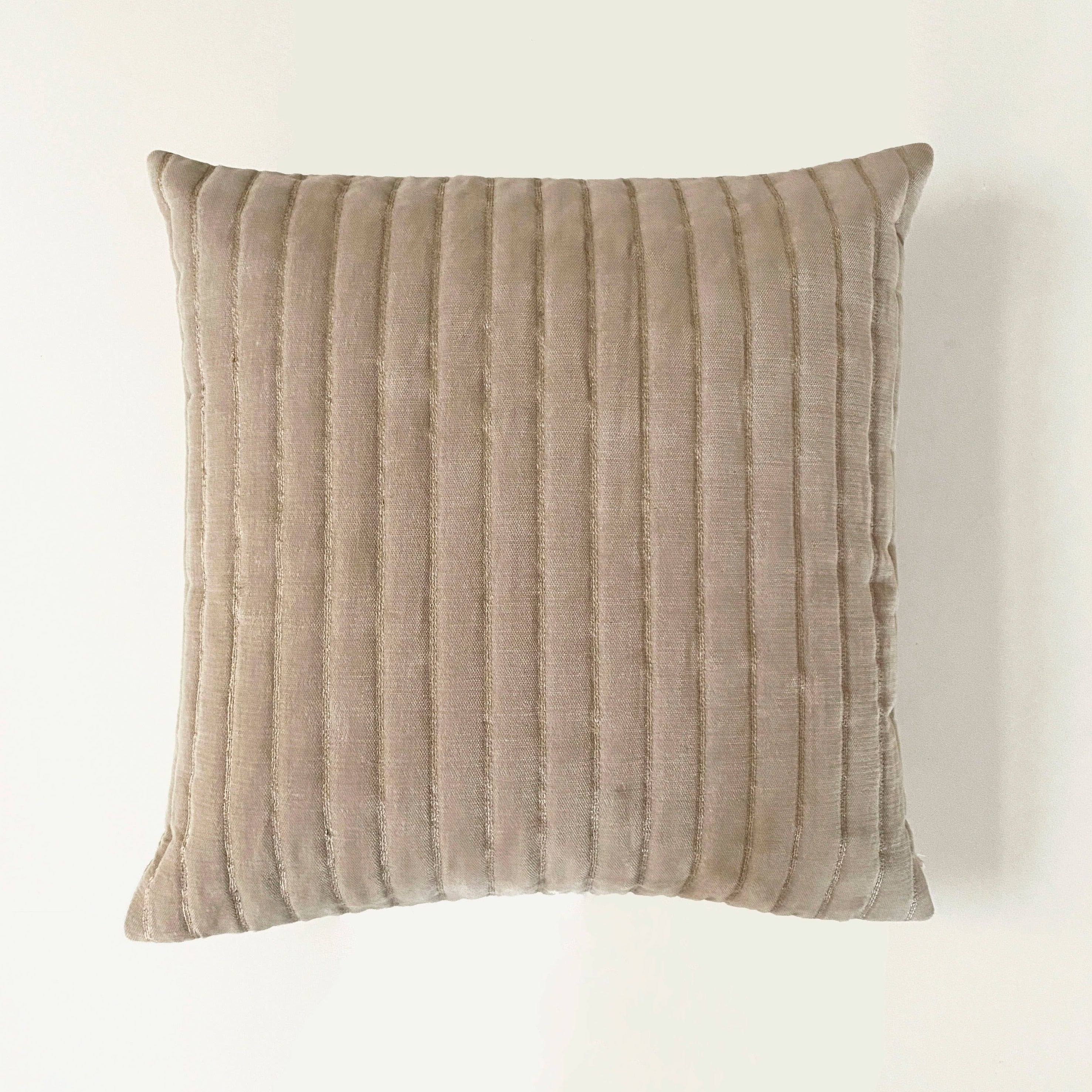 Eden Striped Oatmeal Velvet Cushion Cover