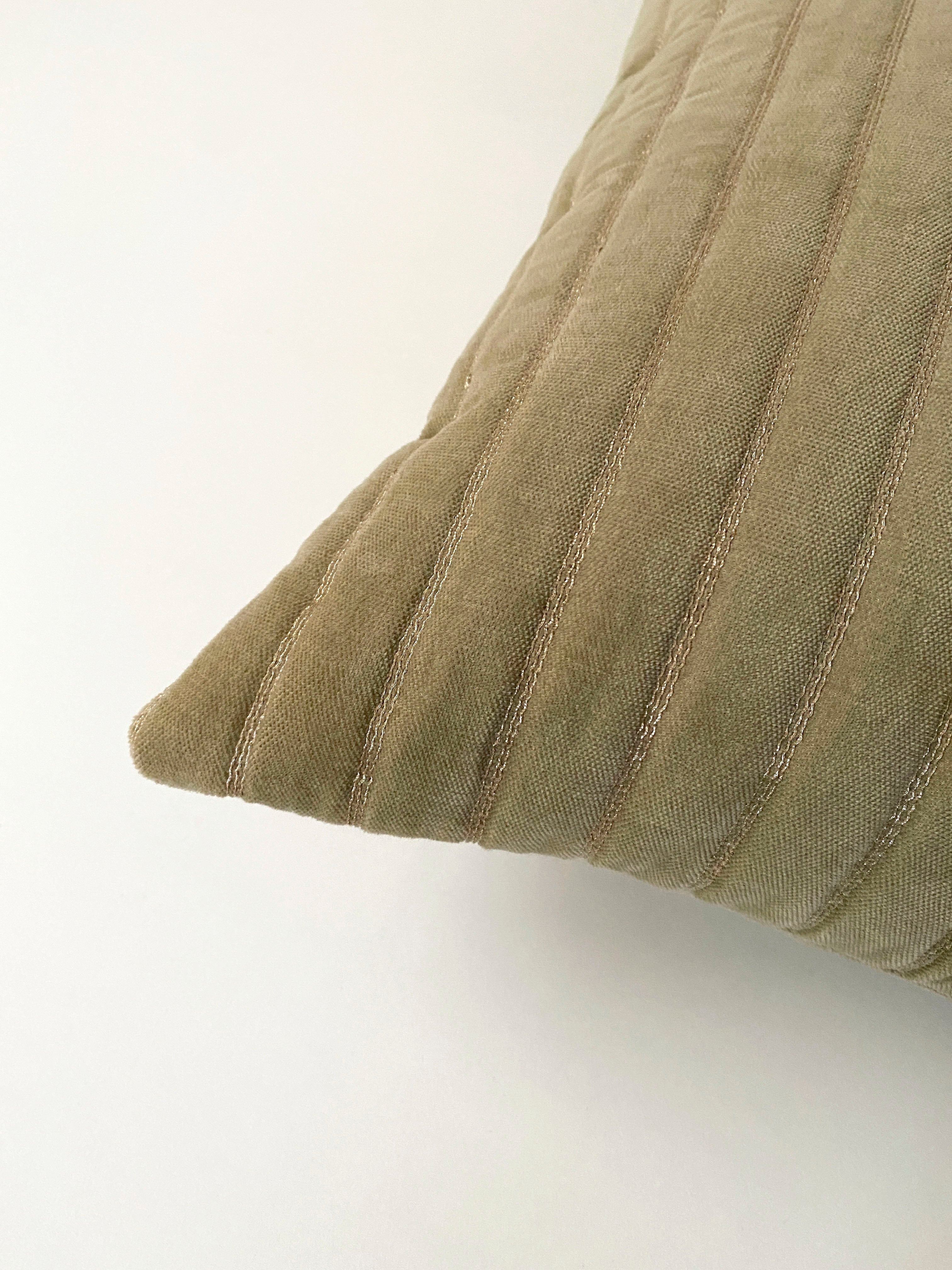 Eden Striped Sand Velvet Cushion Cover