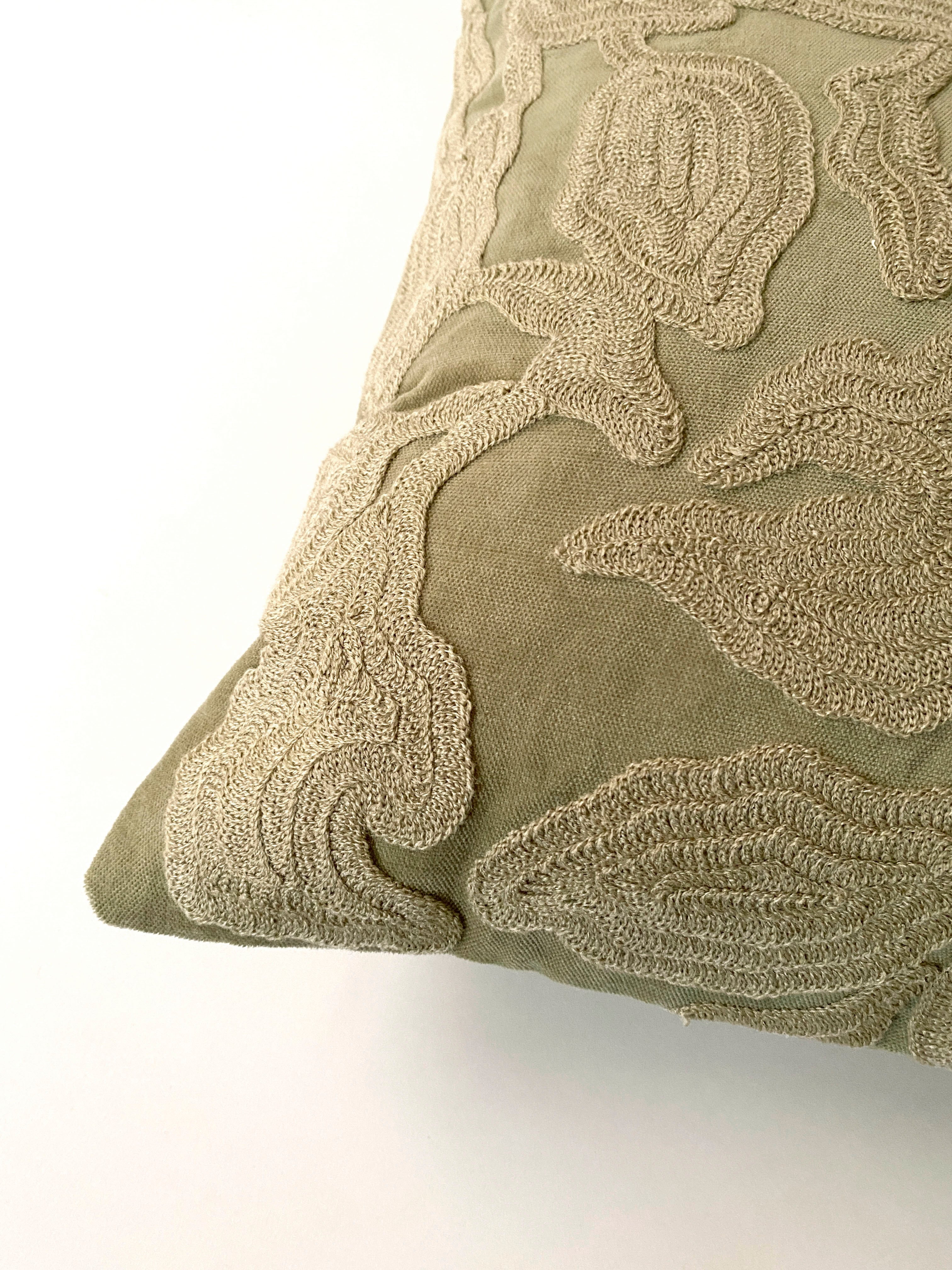 Cascade Embroidered Sand Velvet Cushion Cover