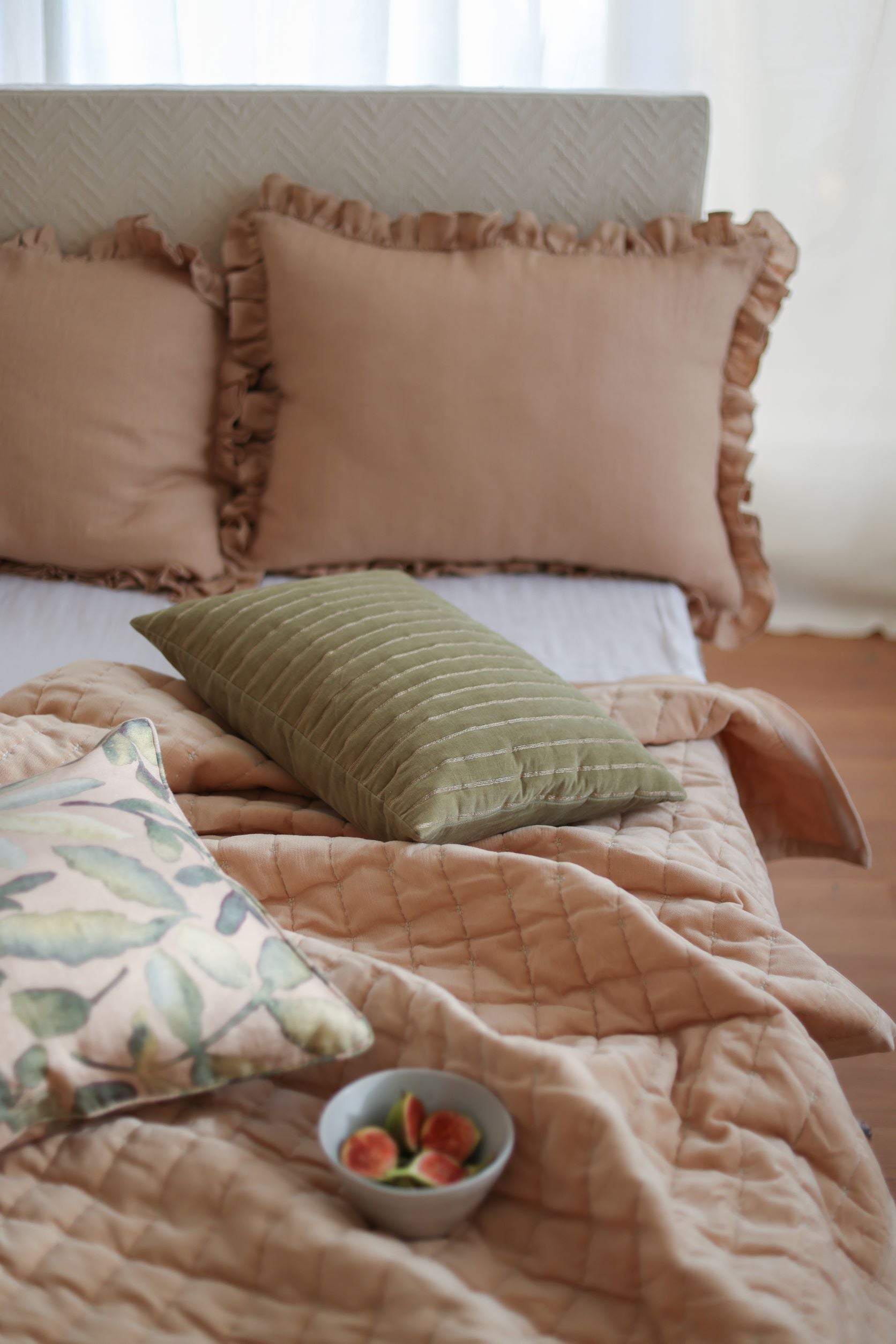 Eden Striped Sand Velvet Cushion Cover