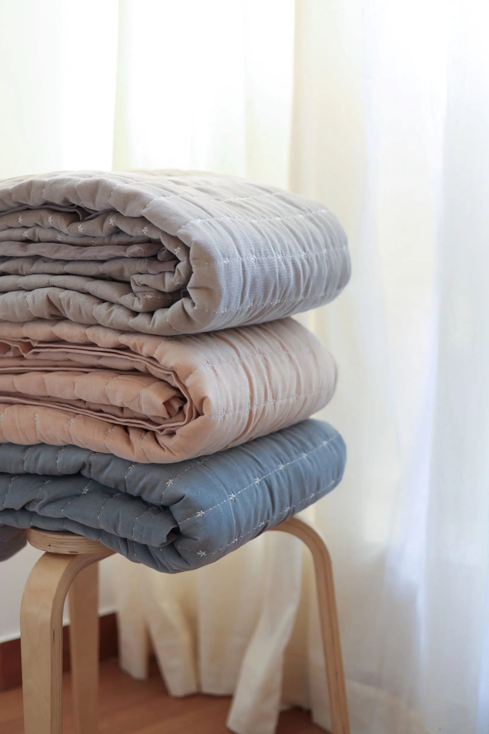Sitara Oatmeal Velvet Embroidered Quilt SanctuaryLiving