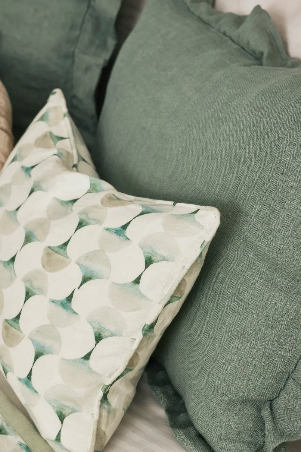 Cove Teal Oblong Linen Cushion Cover SanctuaryLiving