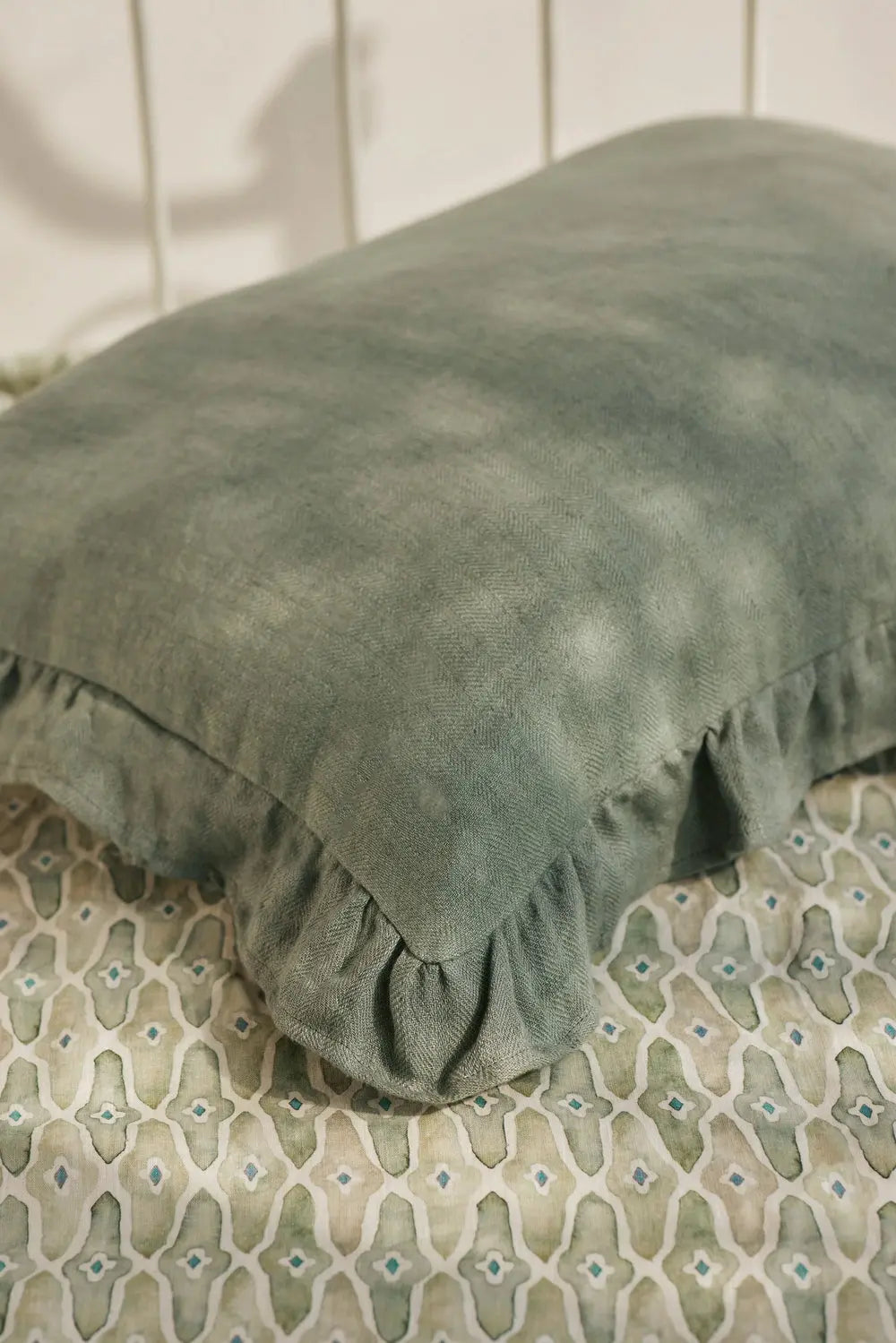 Mosaic Sage Linen Bedspread SanctuaryLiving